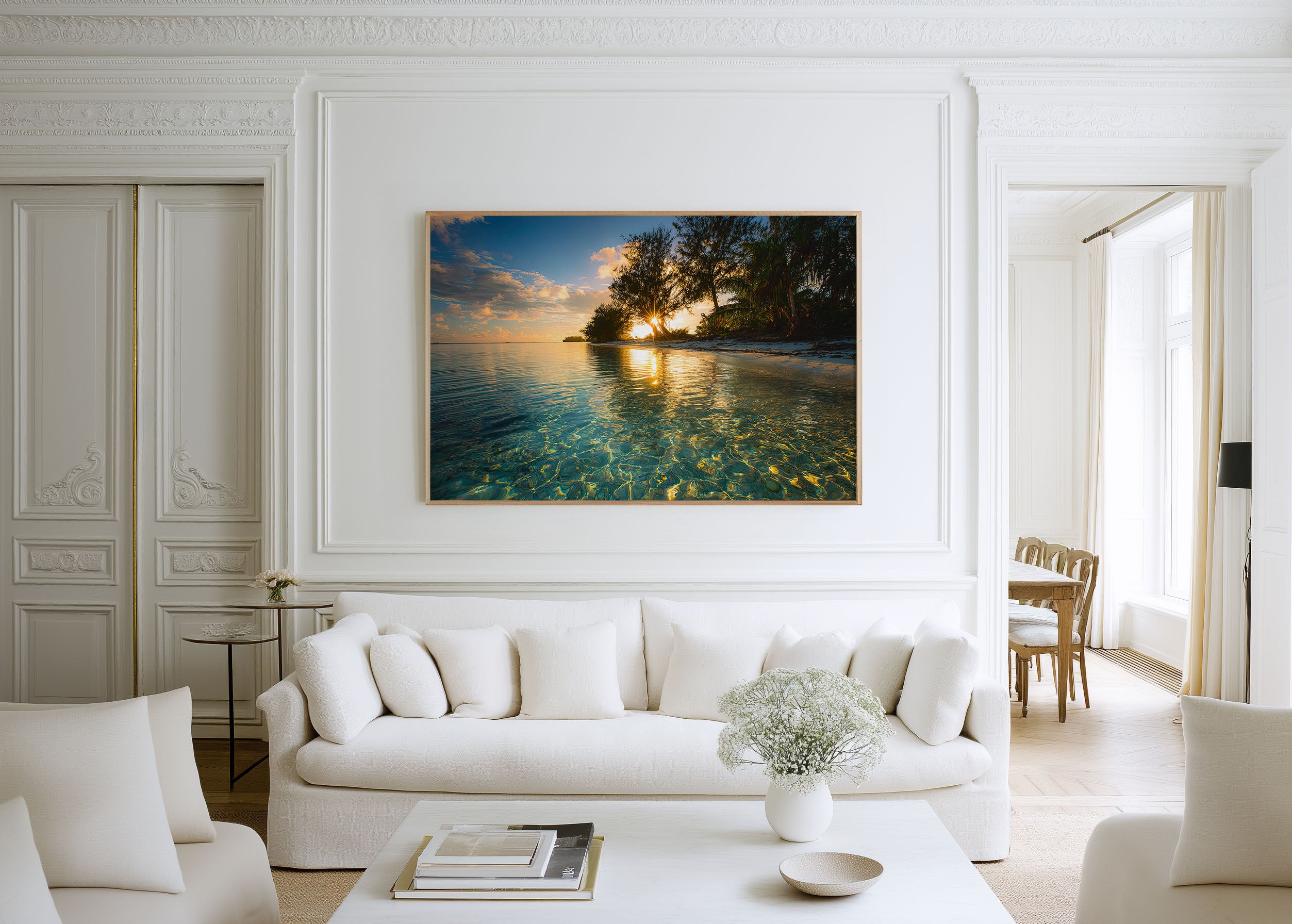 Tokelau Atoll Sunset Lagoon Print | Crystal Clear Water Tropical Wall Art