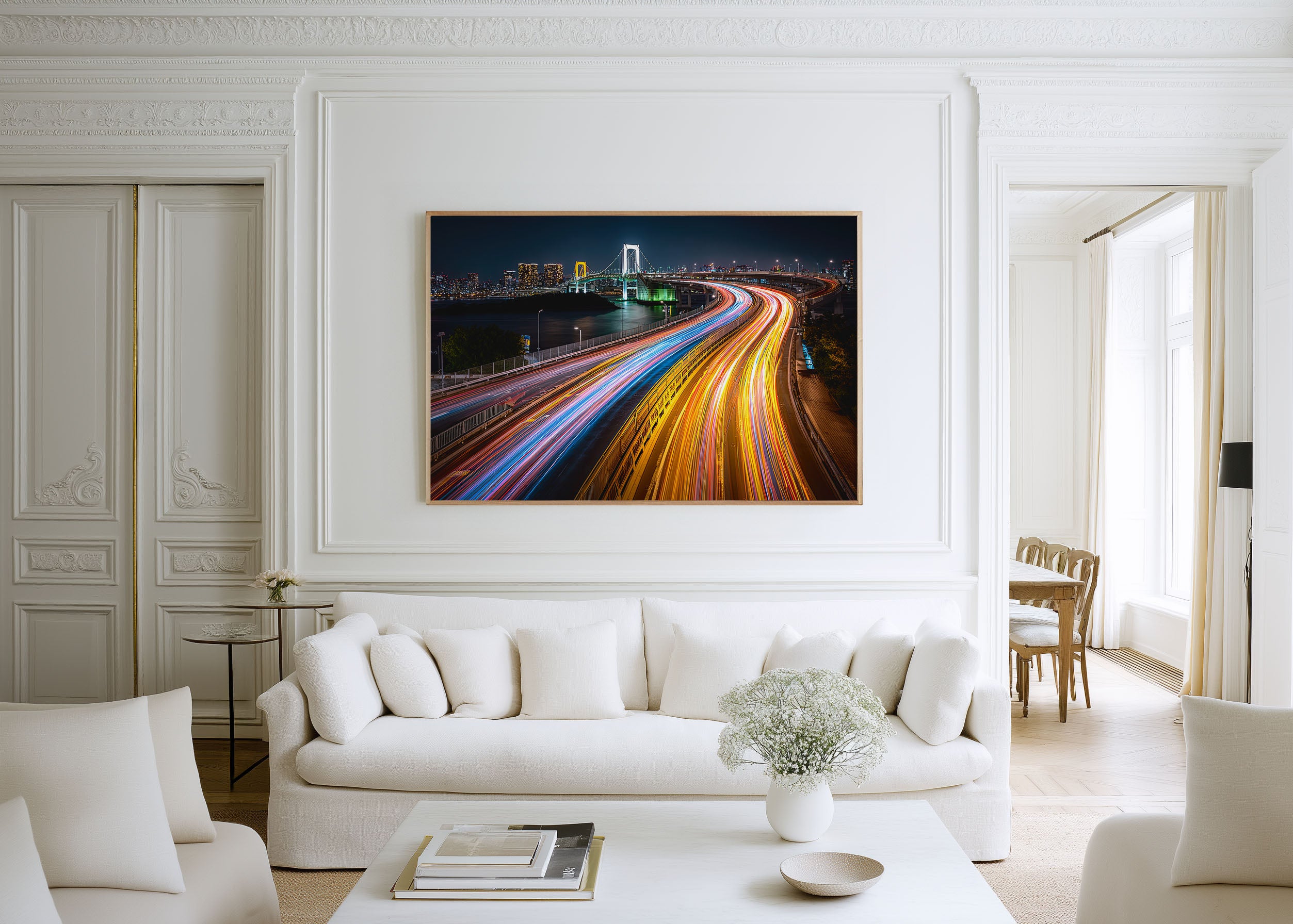 Tokyo Rainbow Bridge Wall Art Print, Japan Night City Lights