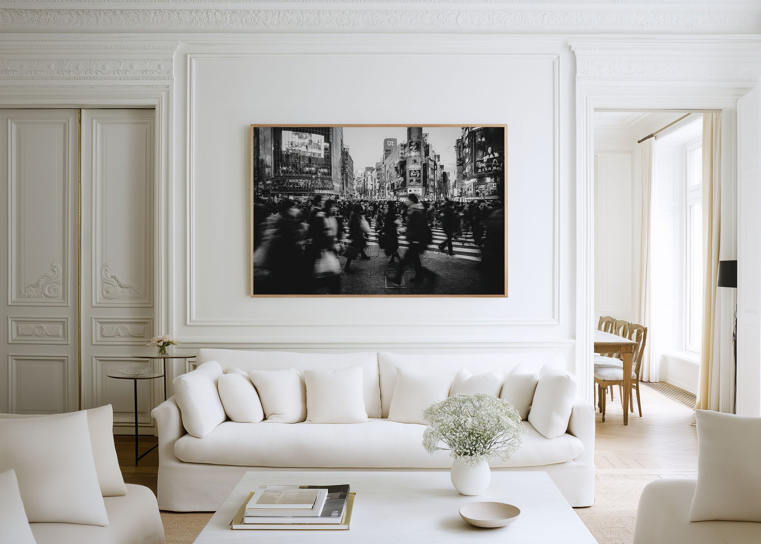 Tokyo Shibuya Crossing Wall Art – Black and White City Photography Print