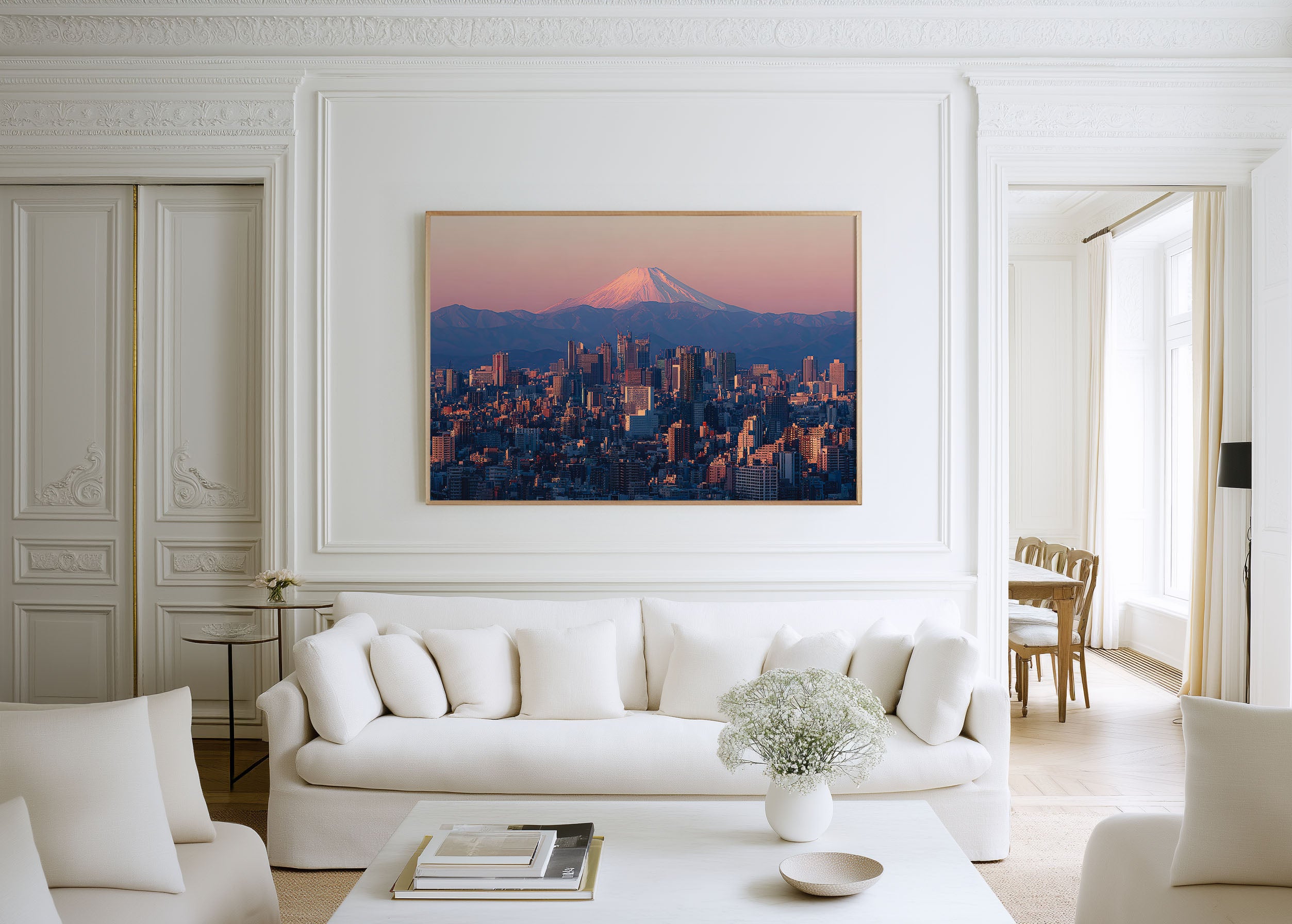 Tokyo Skyline Mount Fuji Sunset Print | Pink Sky Japan Wall Art