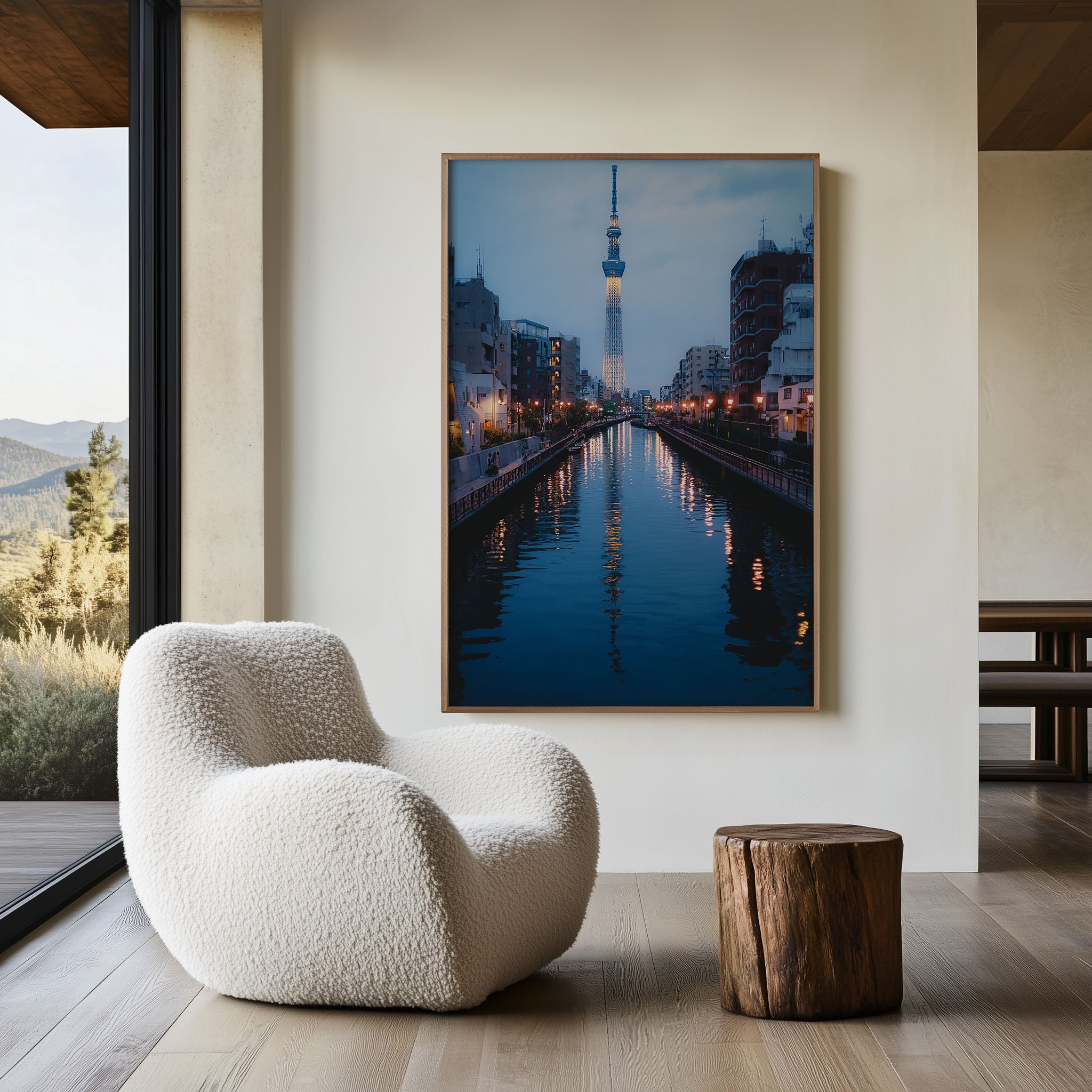 Tokyo Skytree Night Wall Art | City Reflection Urban Print