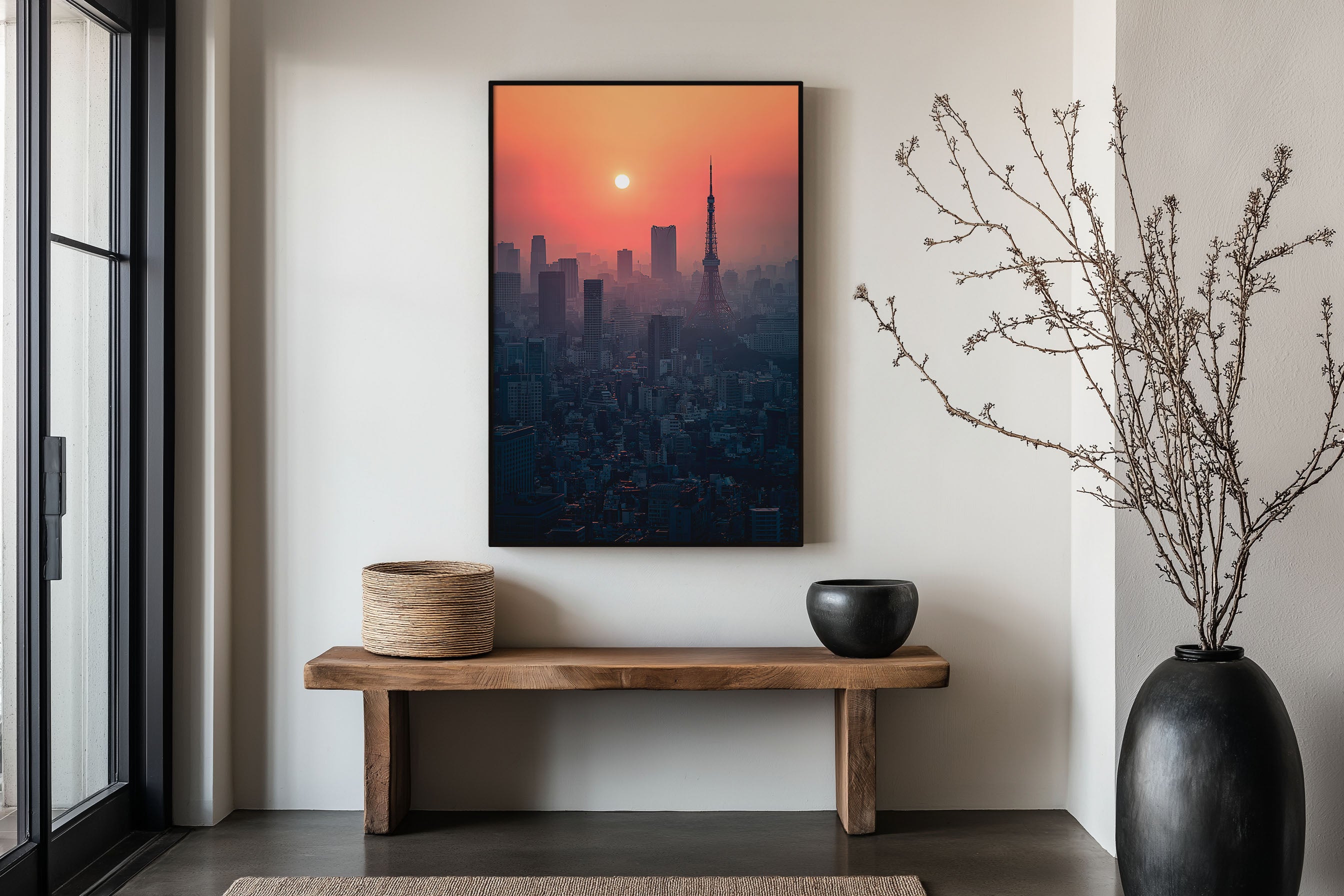 Tokyo Tower Sunset Print | Japan Skyline Cityscape Wall Art | Aerial City Photography
