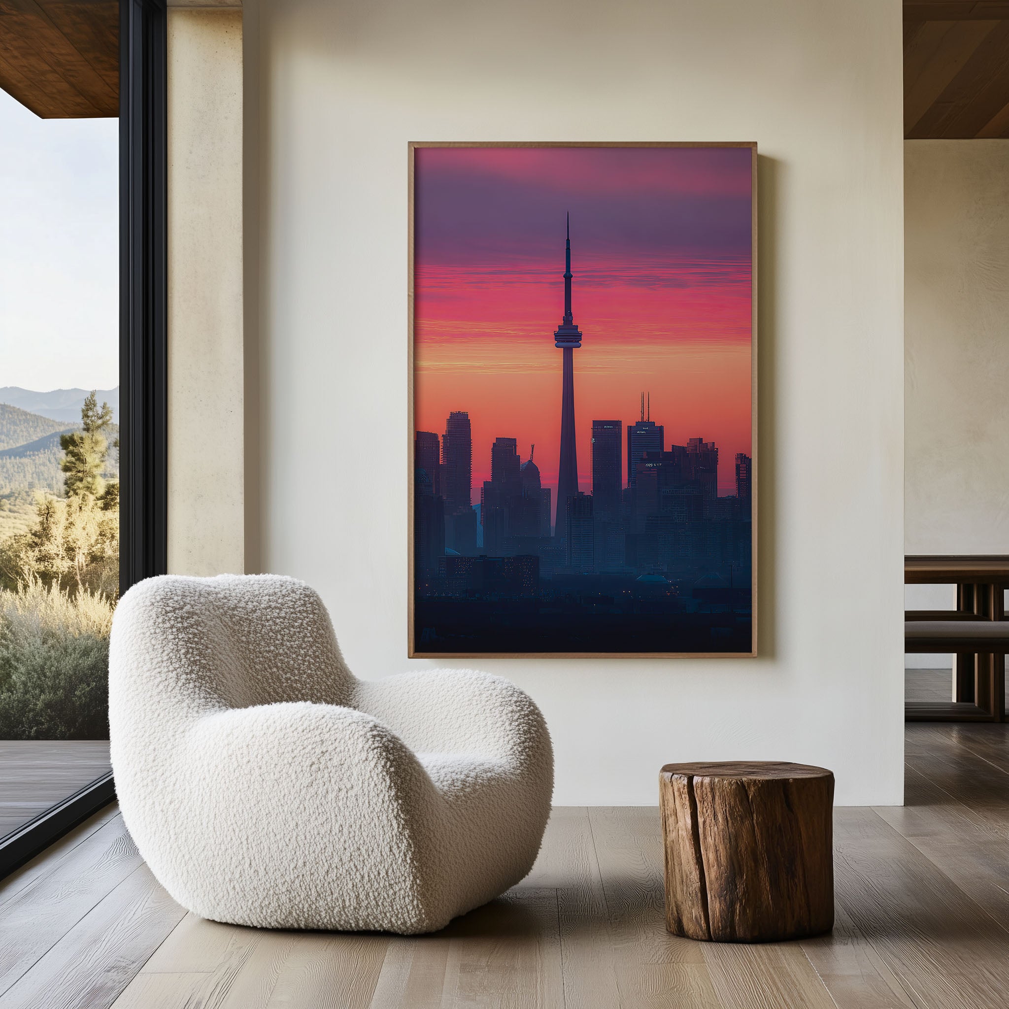 Toronto CN Tower Sunset Wall Art | Toronto Skyline Canada Pink Sunrise Print | Travel Photography Poster
