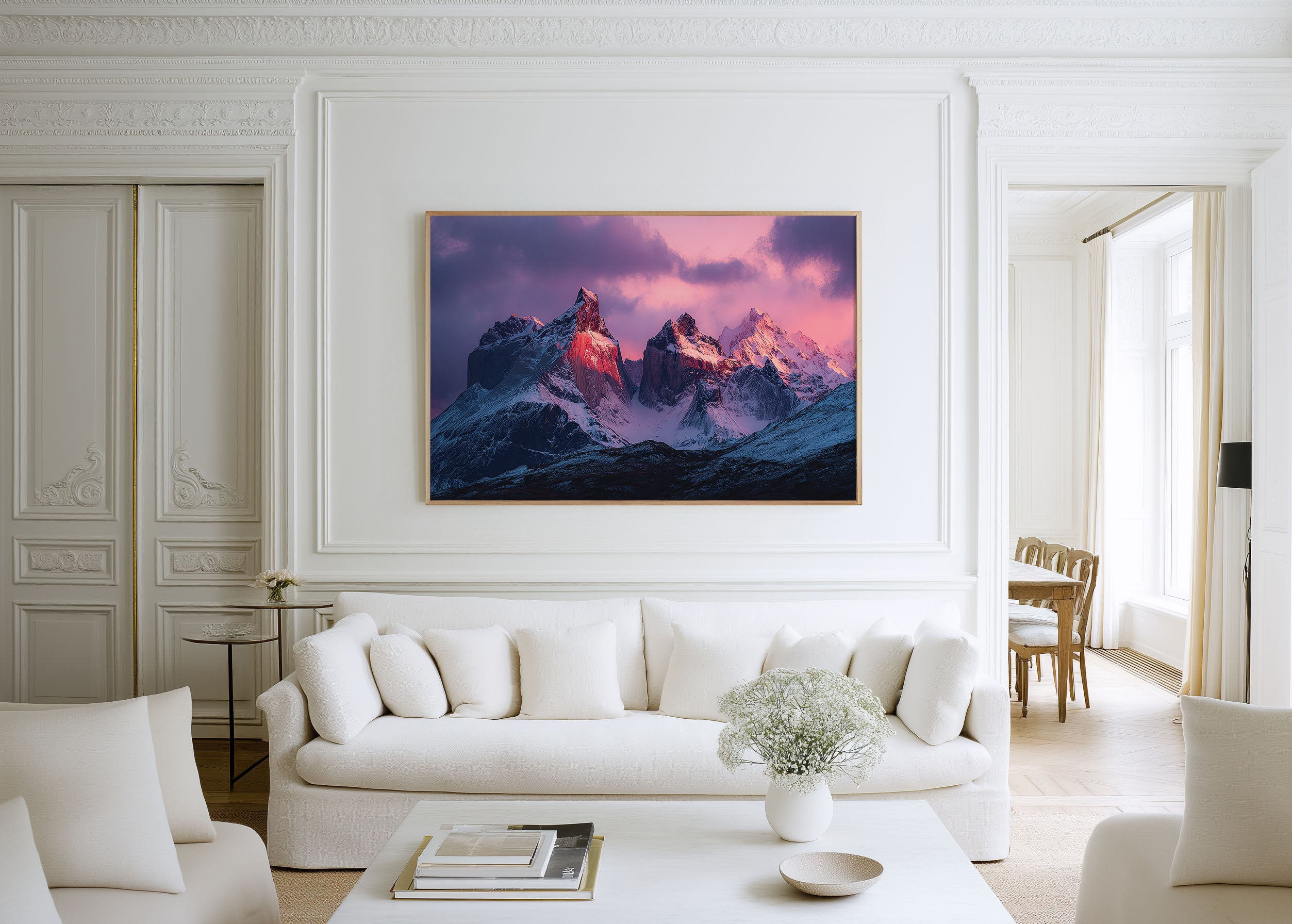 Torres del Paine Cuernos Sunrise Print | Patagonia Pink Purple Sky Wall Art