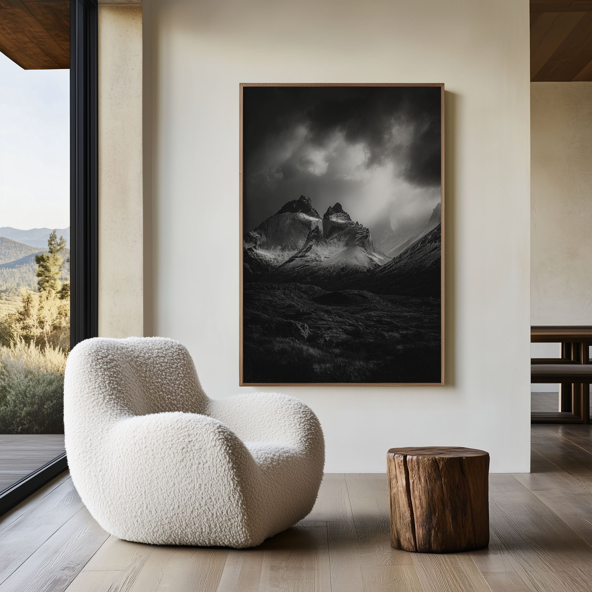 Torres del Paine Wall Art – Dramatic Black & White Mountain Print