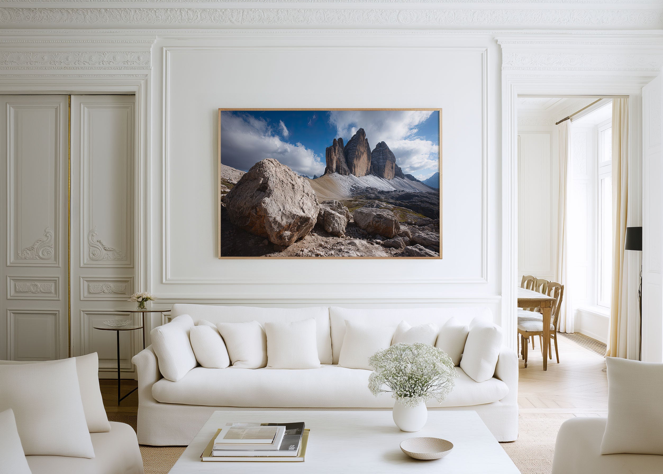 Tre Cime Dolomites Italy Mountain Wall Art Print – Alpine Landscape Canvas