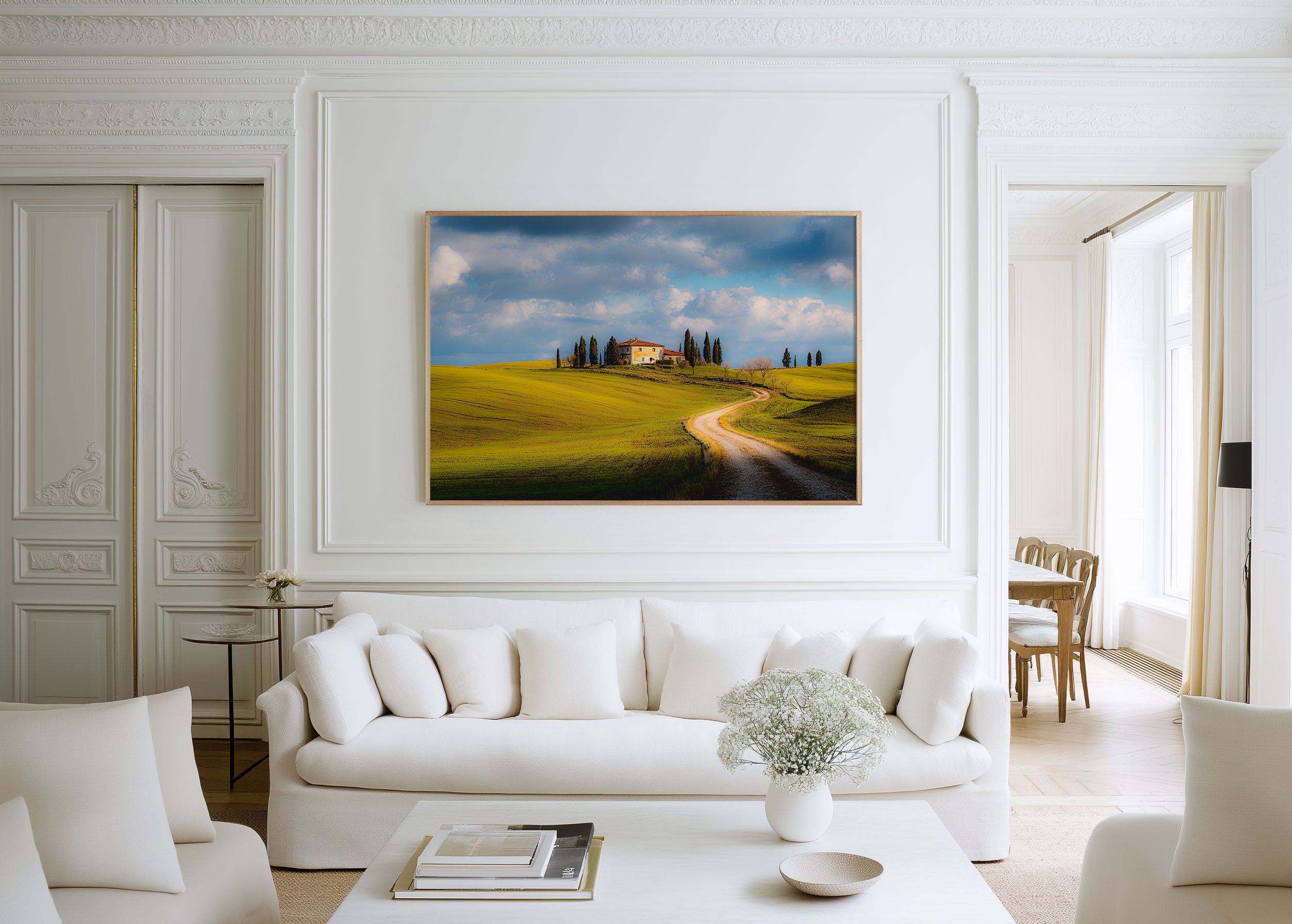 Tuscan Countryside Print – Cypress Trees Wall Art