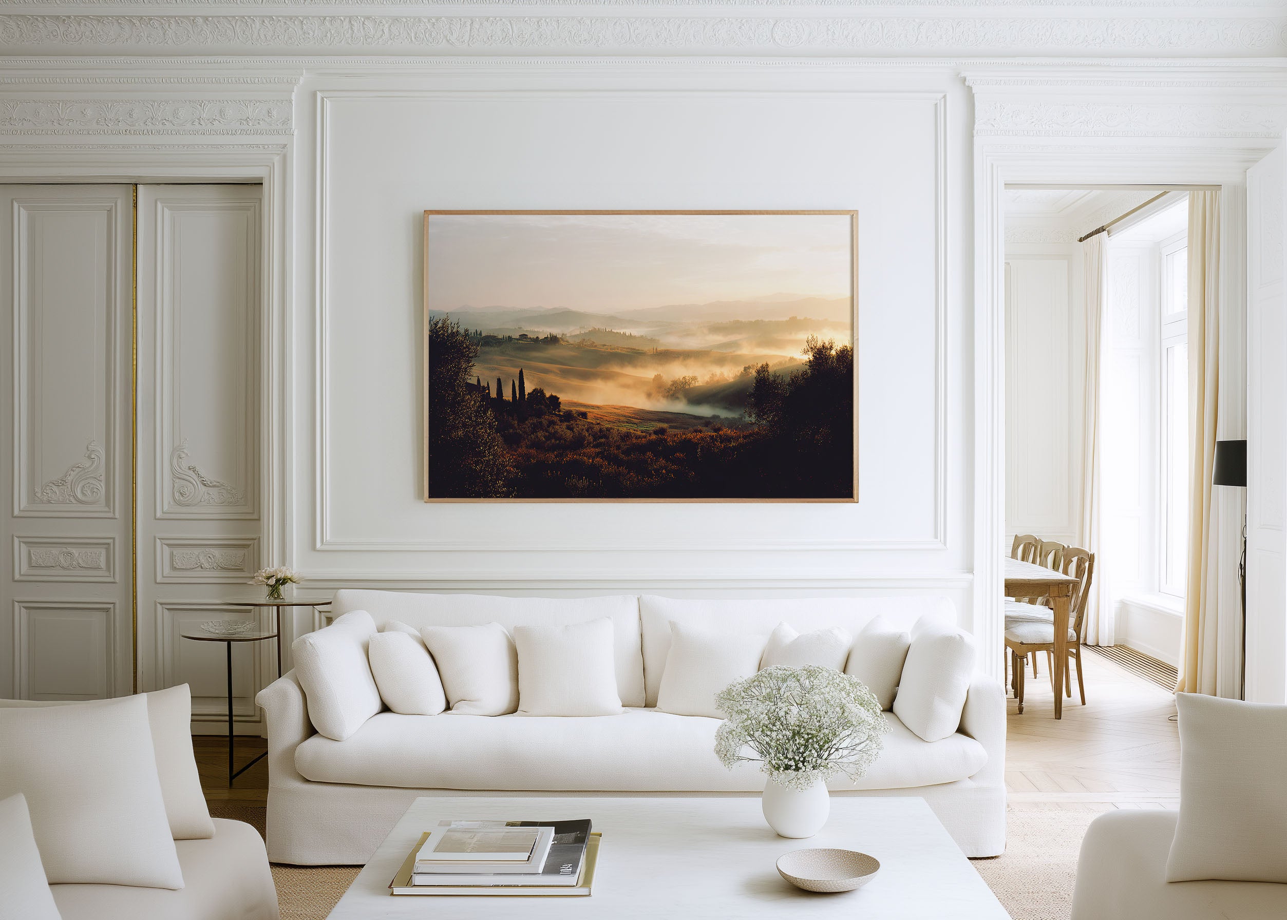 Tuscany Rolling Hills Wall Art Print, Val d'Orcia Morning Mist Italy Landscape