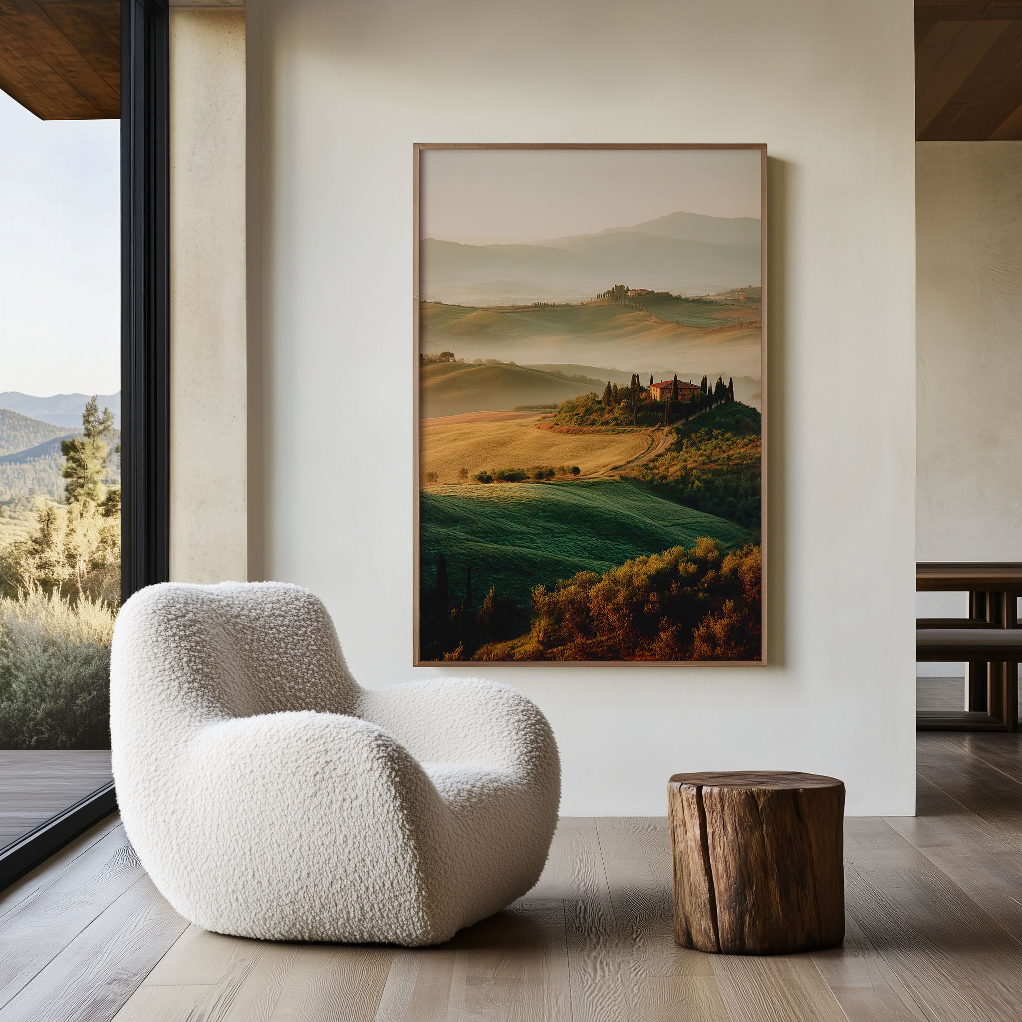 Tuscany Rolling Hills Wall Art | Italian Countryside Sunrise Print