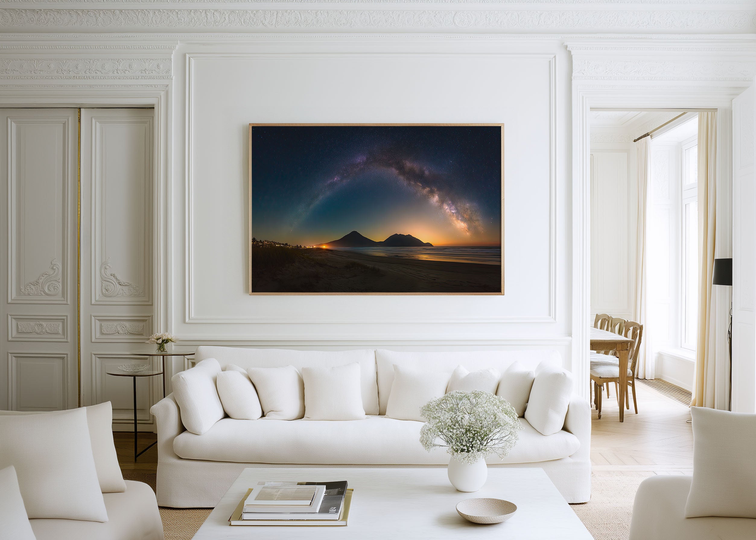 Milky Way Over Twin Volcano Beach Wall Art – Night Sky Landscape