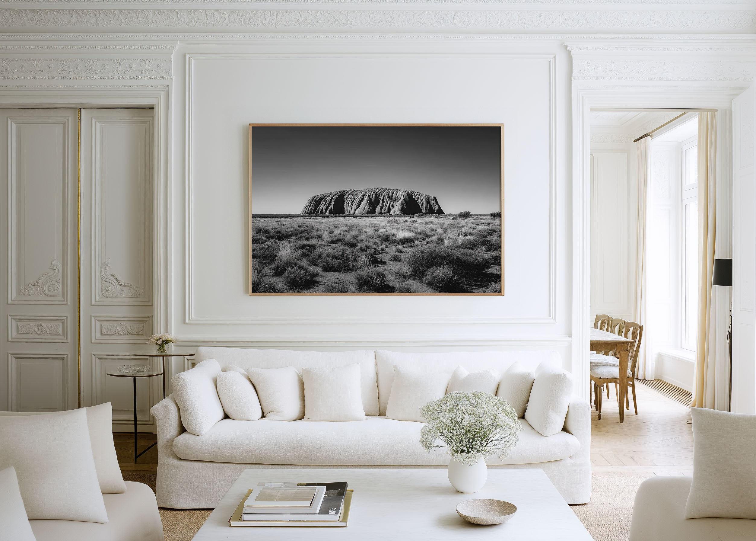 Uluru Australia Black & White Wall Art Print