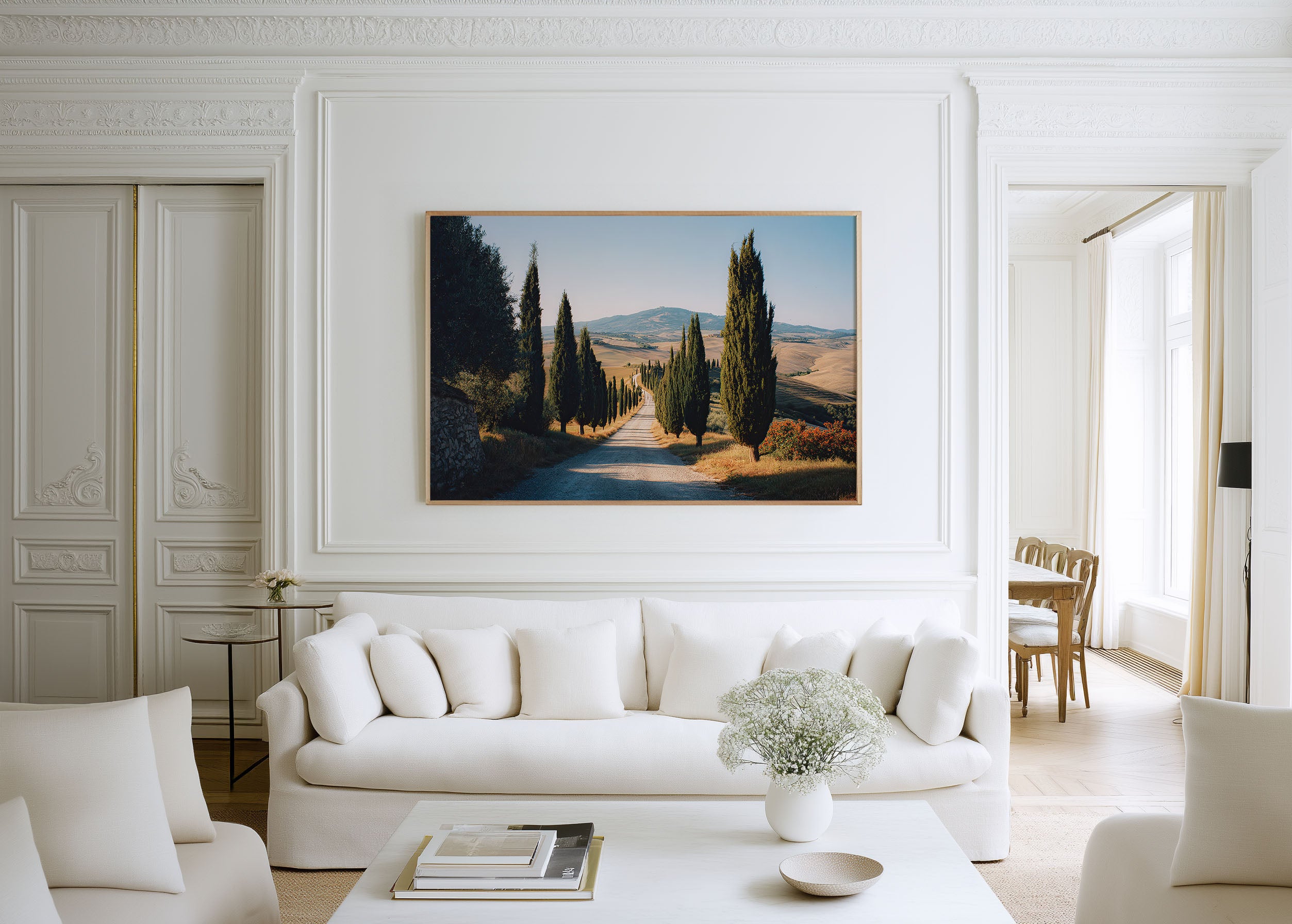 Val d'Orcia Tuscany Cypress Road Italy Wall Art Print, Scenic Italian Countryside Landscape