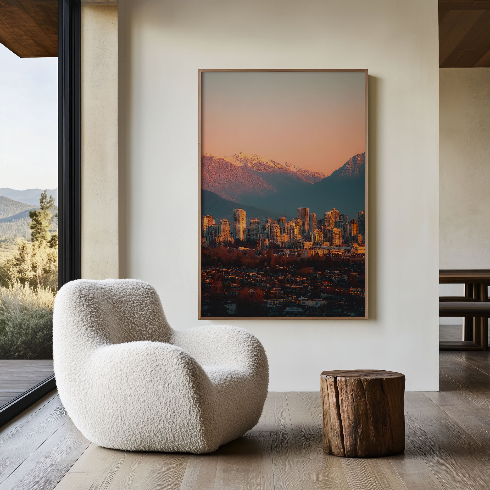 Vancouver Sunset Wall Art Print | North Shore Mountains Photography | British Columbia Skyline Poster | Canadian City Landscape Print | Pacific Northwest Home Decor