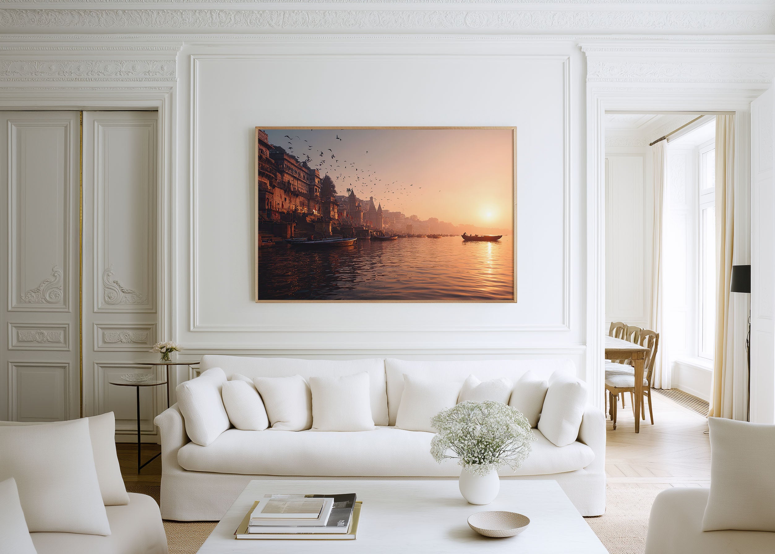 Varanasi Sunrise Print – Ganges River India Wall Art