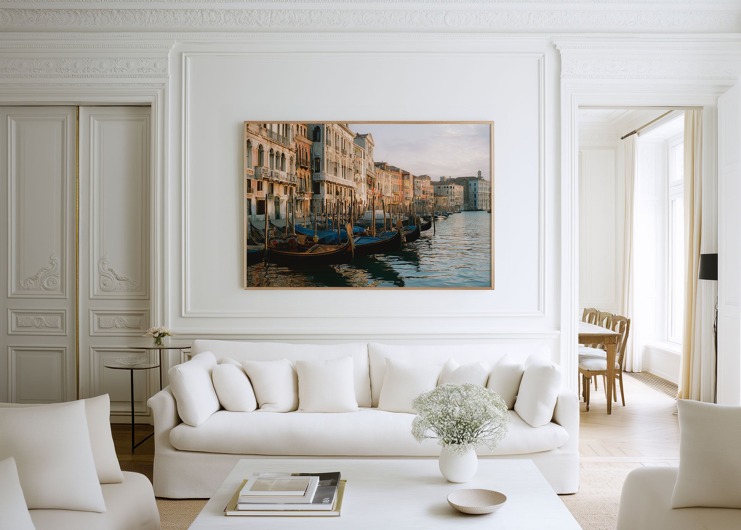 Venice Gondolas Grand Canal Italy Wall Art Print, Classic Venetian Cityscape