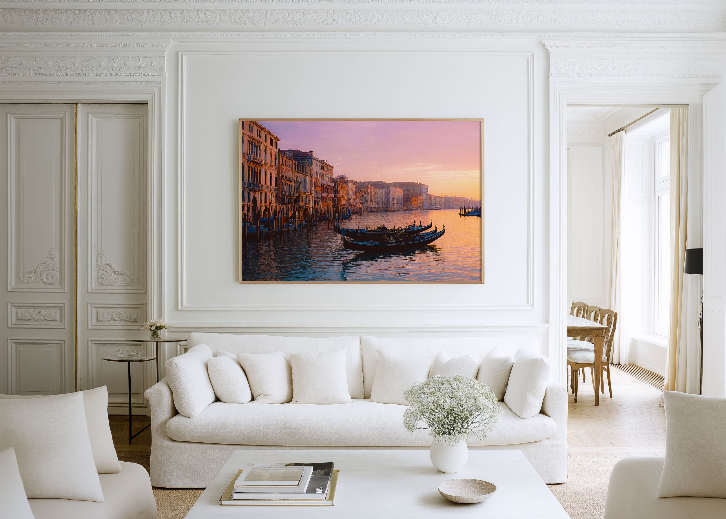 Venice Grand Canal Sunset Wall Art Print, Gondolas Venice Italy Romantic Cityscape