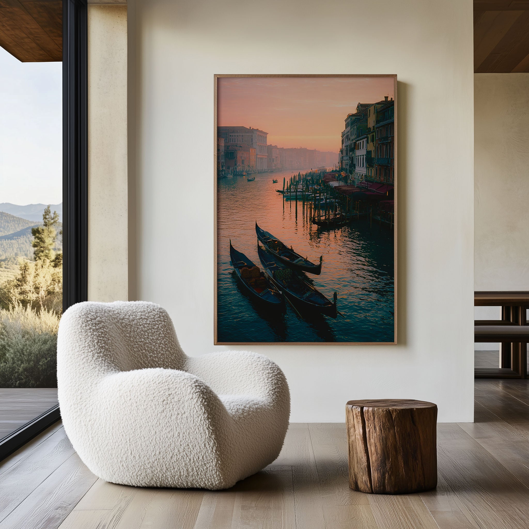 Venice Canal Wall Art | Grand Canal Sunset Gondola Print