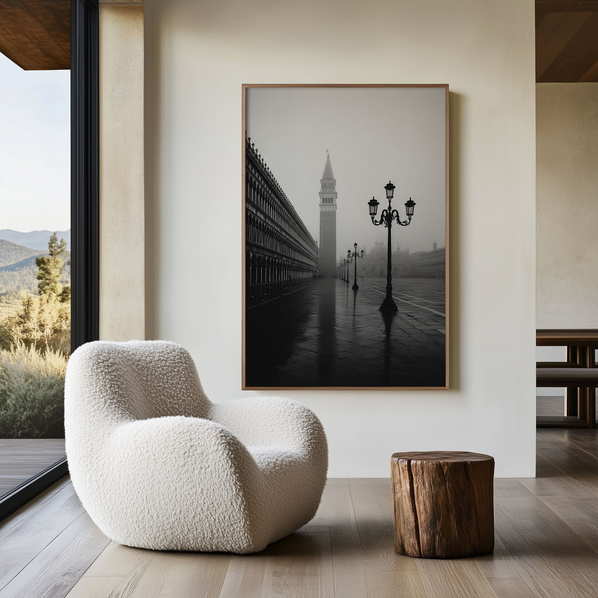 Venice Black & White Wall Art | St Mark’s Square Fog Print