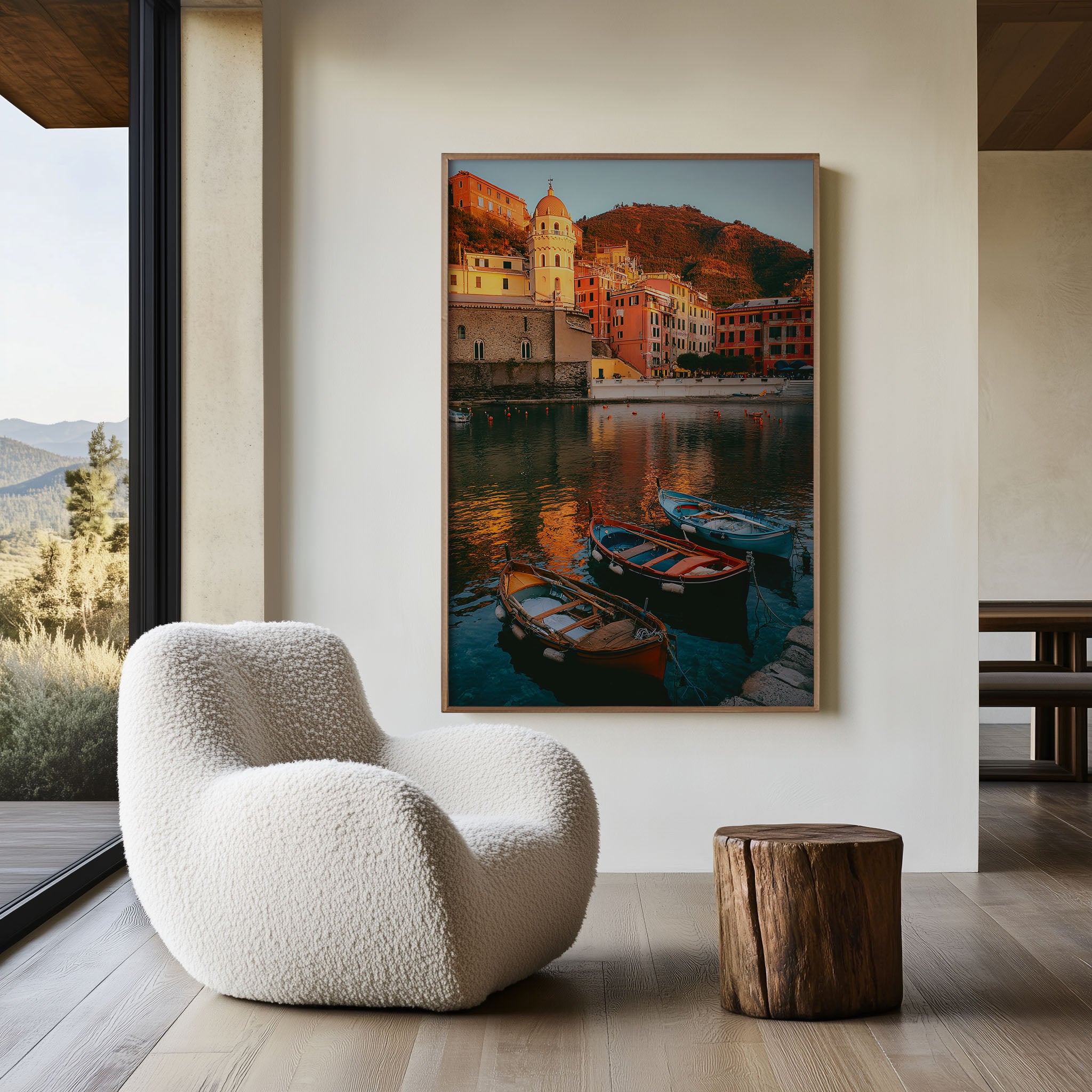 Vernazza Italy Sunset Wall Art Print | Coastal Harbor Canvas Decor