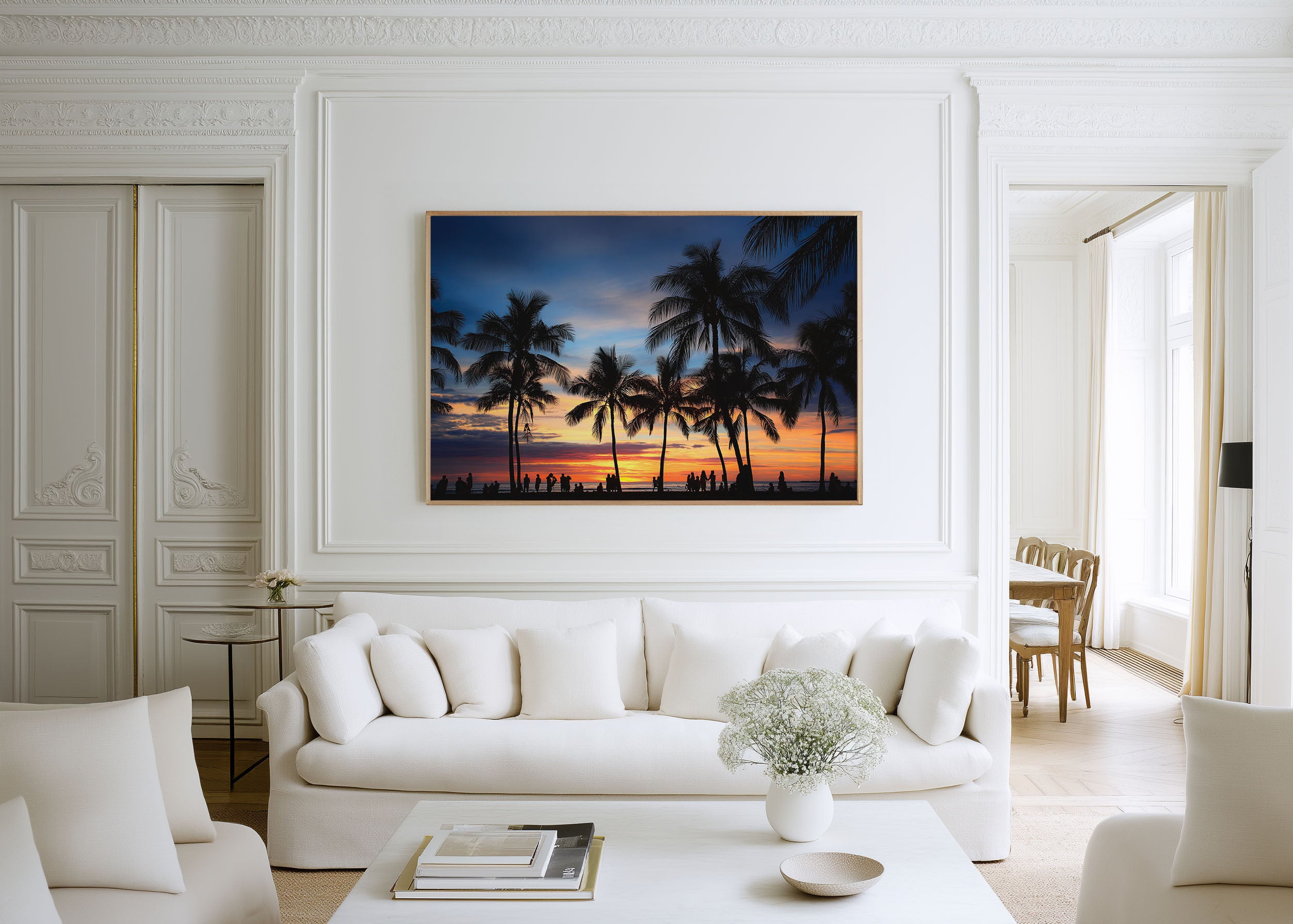 Waikiki Beach Sunset Print – Hawaii Palm Wall Art
