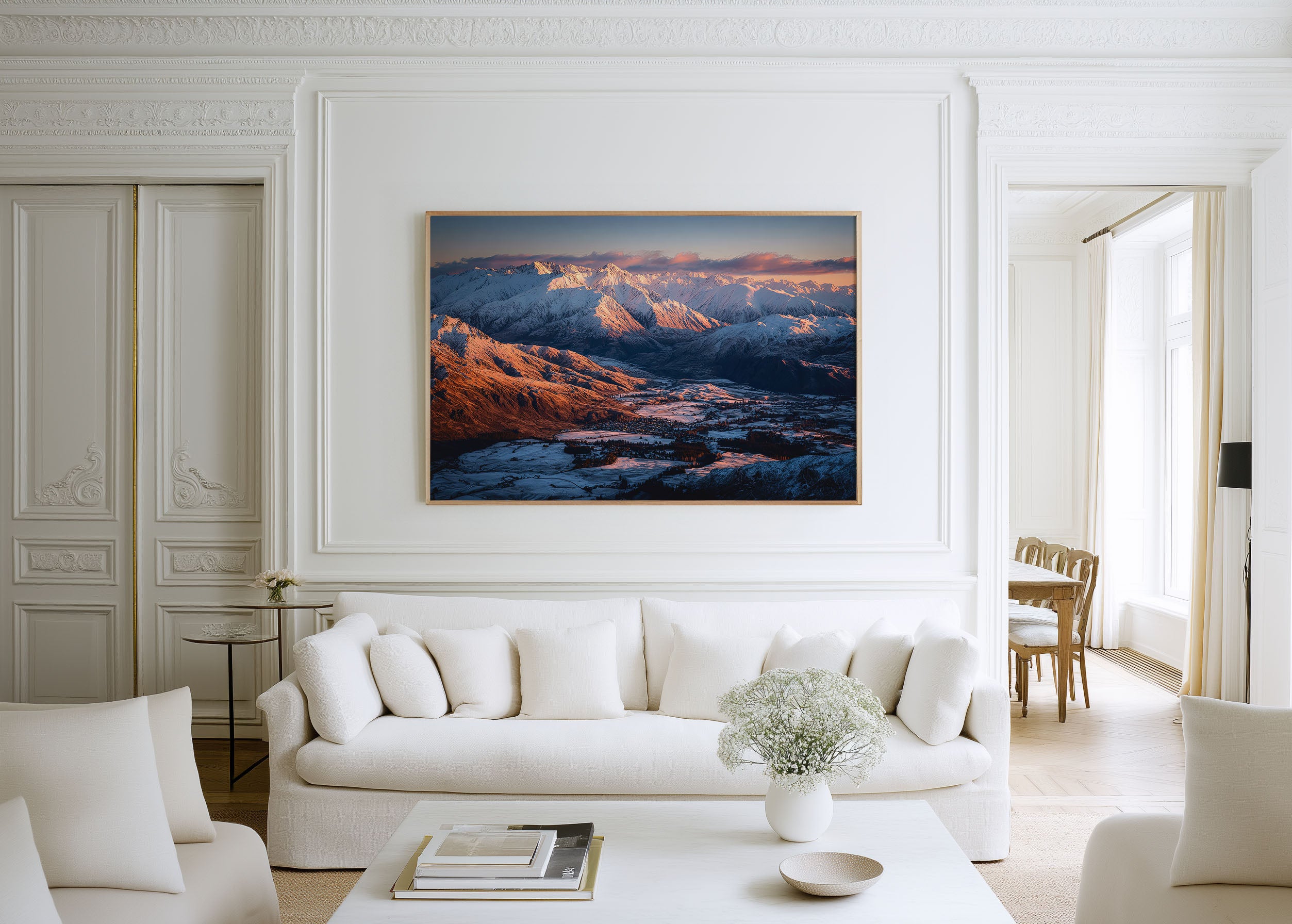 Wanaka Mountain Sunrise Wall Art Print – New Zealand Alpine Valley Landscape