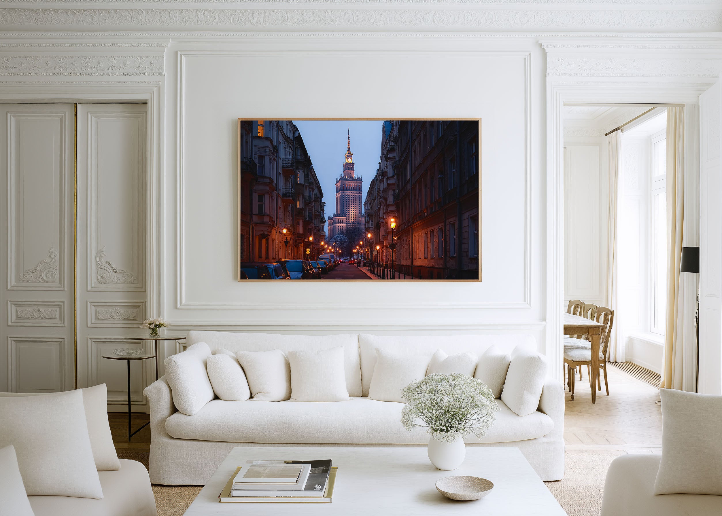 Warsaw Palace of Culture Skyline Wall Art Print – Poland Historic Cityscape