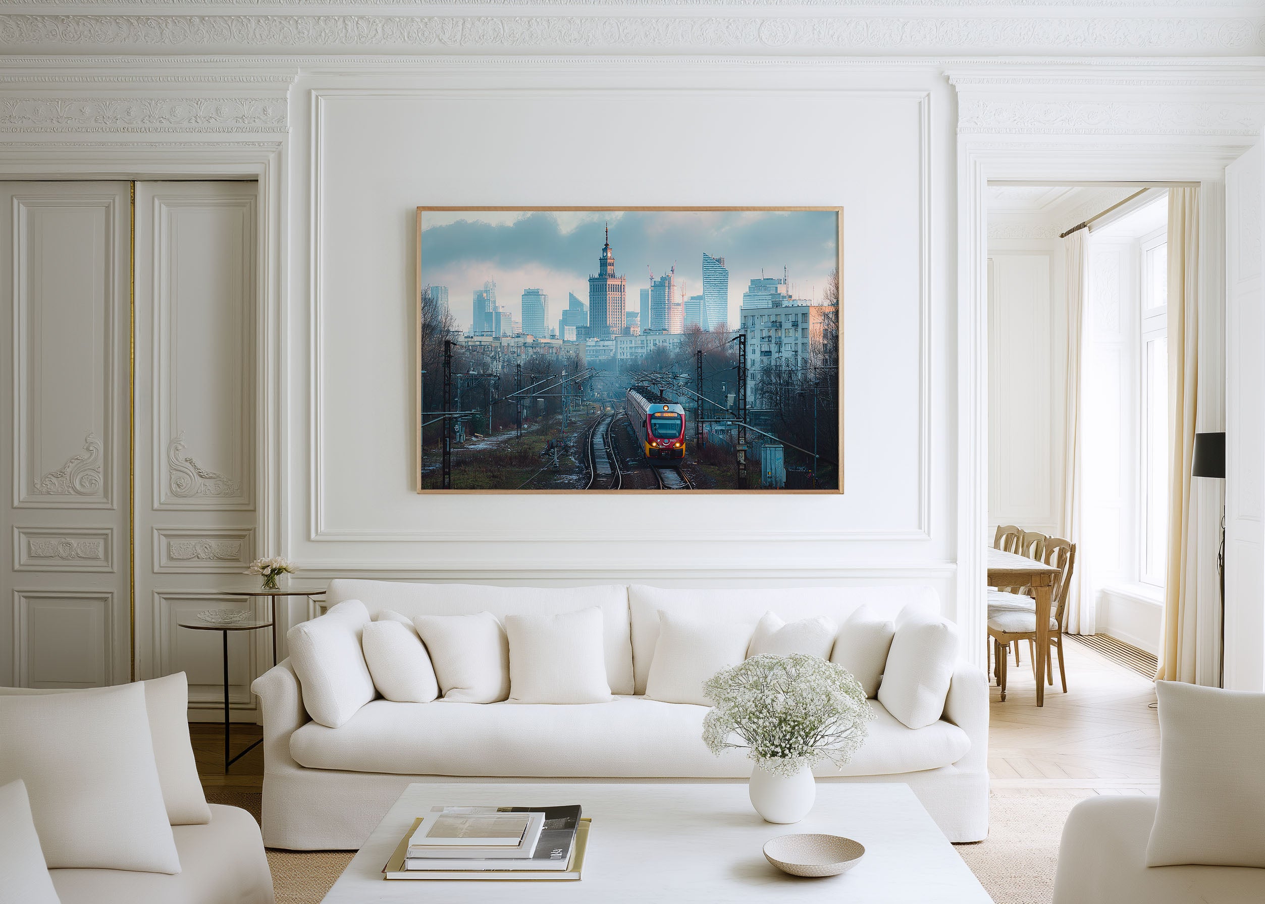 Warsaw Skyline Wall Art Print – Poland Cityscape Train