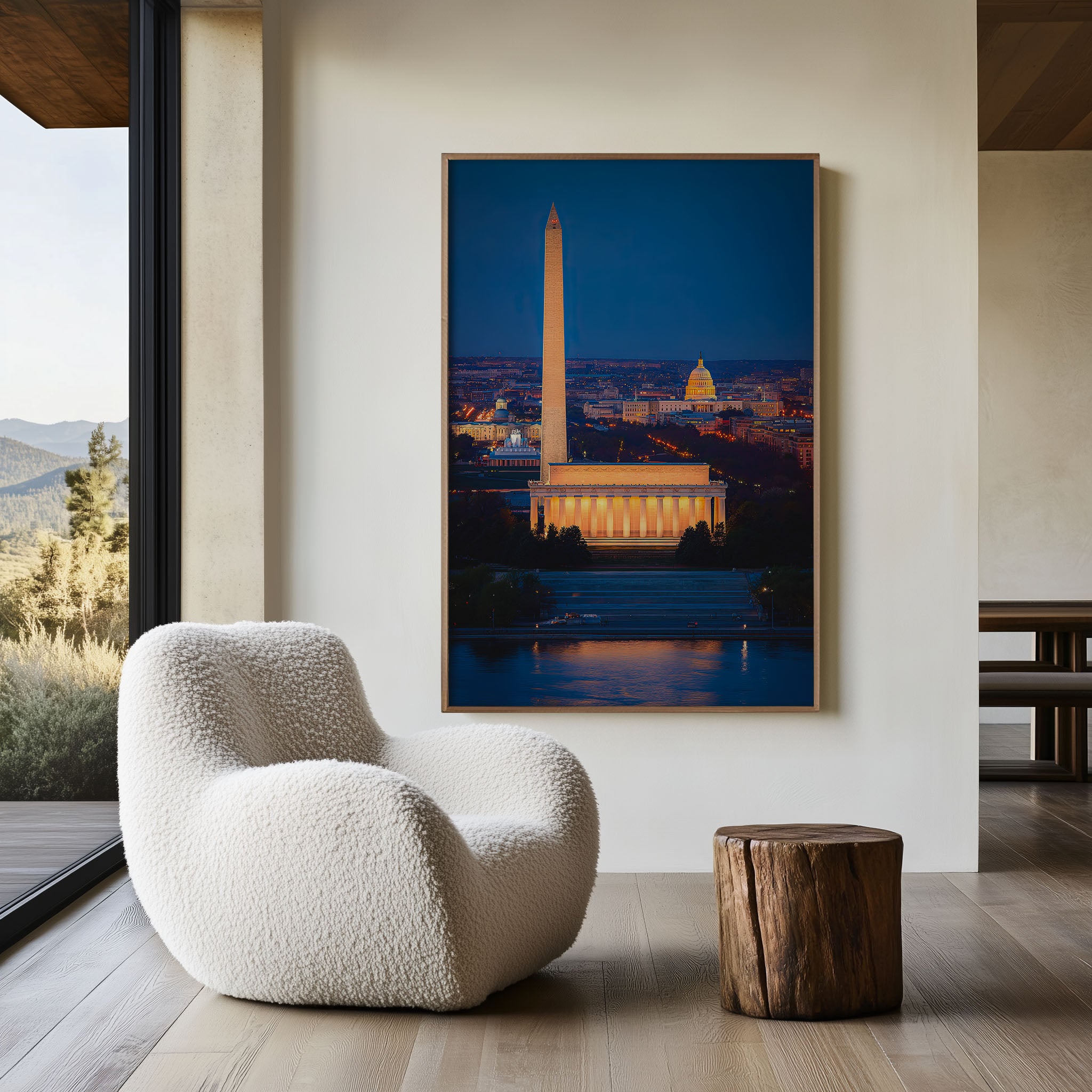 Washington D.C. Night Wall Art | Lincoln Memorial Washington Monument Capitol Print | City Lights Photography Poster