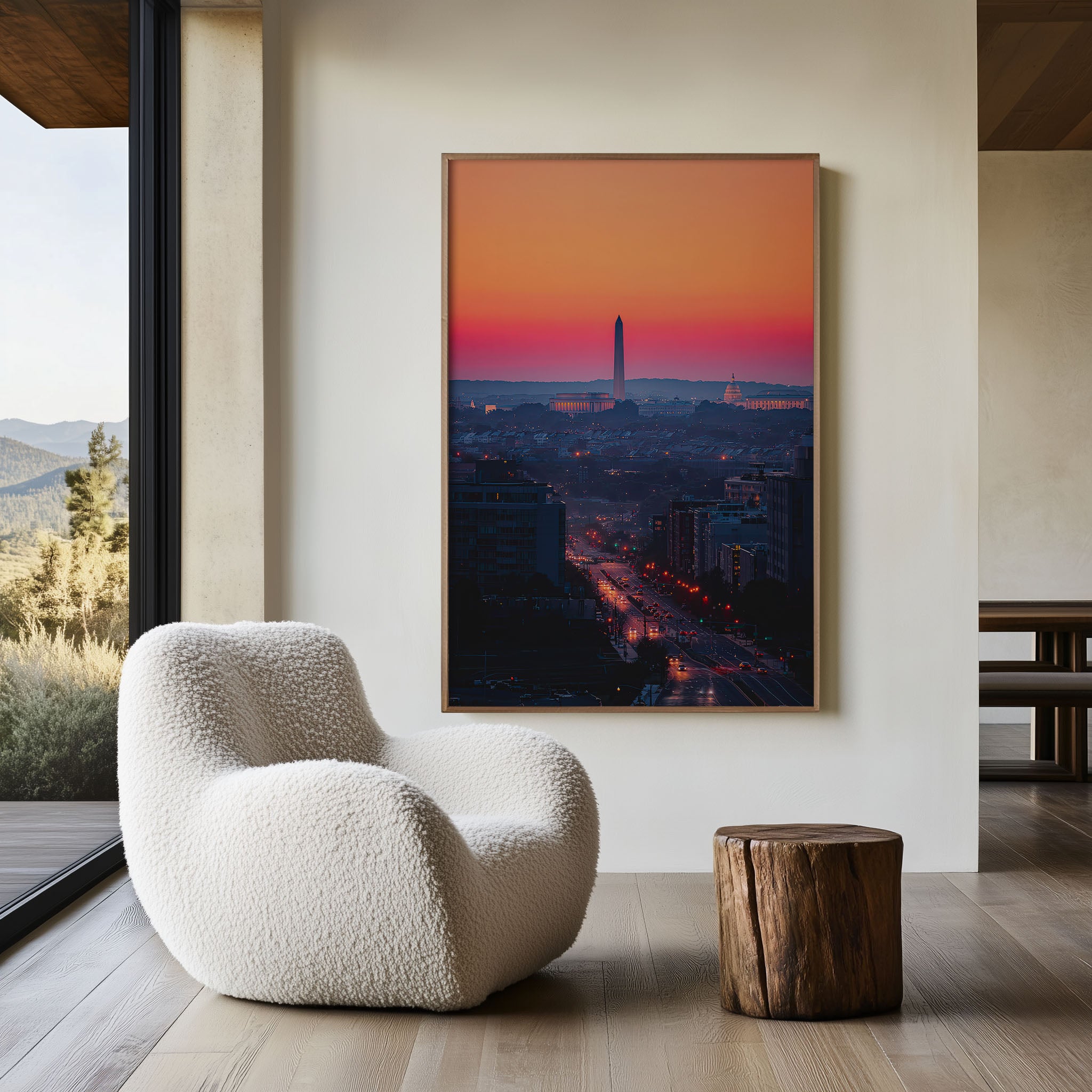 Washington D.C. Street Sunrise Wall Art | Washington Monument Capitol Lincoln Memorial Dawn Print | Travel Photography Poster