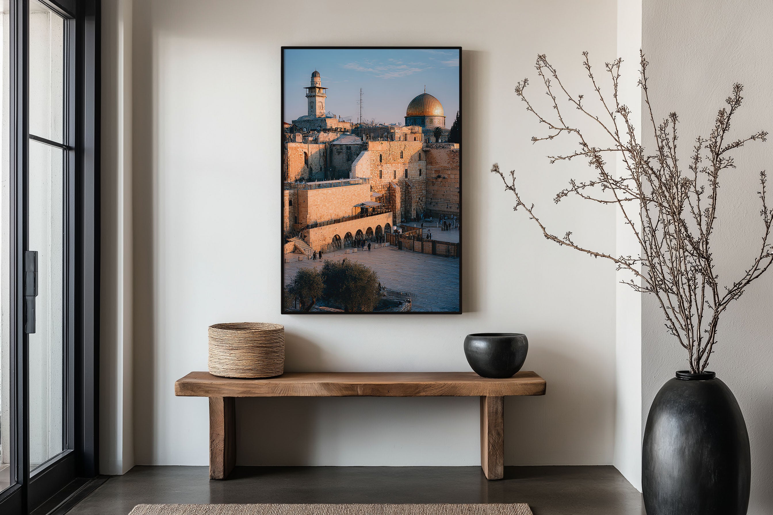 Western Wall Jerusalem Wall Art Print | Dome of the Rock Temple Mount Golden Hour Photography | Holy Land Travel Poster | Sacred Spiritual Home Decor