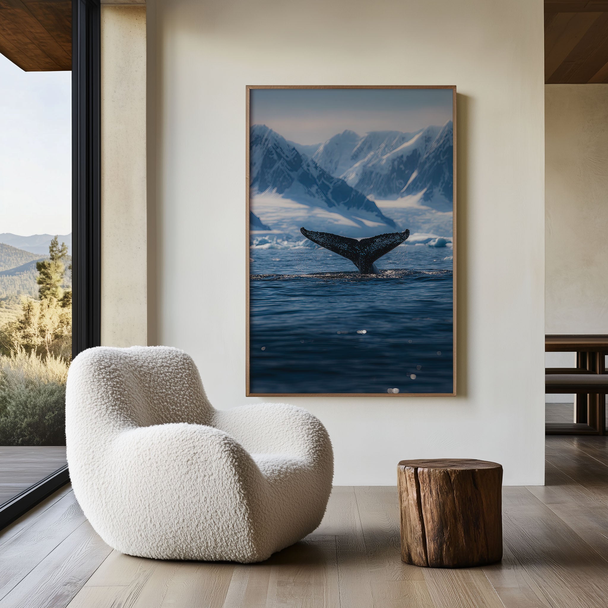 Whale Tail Ocean Wall Art – Minimalist Arctic Canvas Print, Coastal Nature Decor