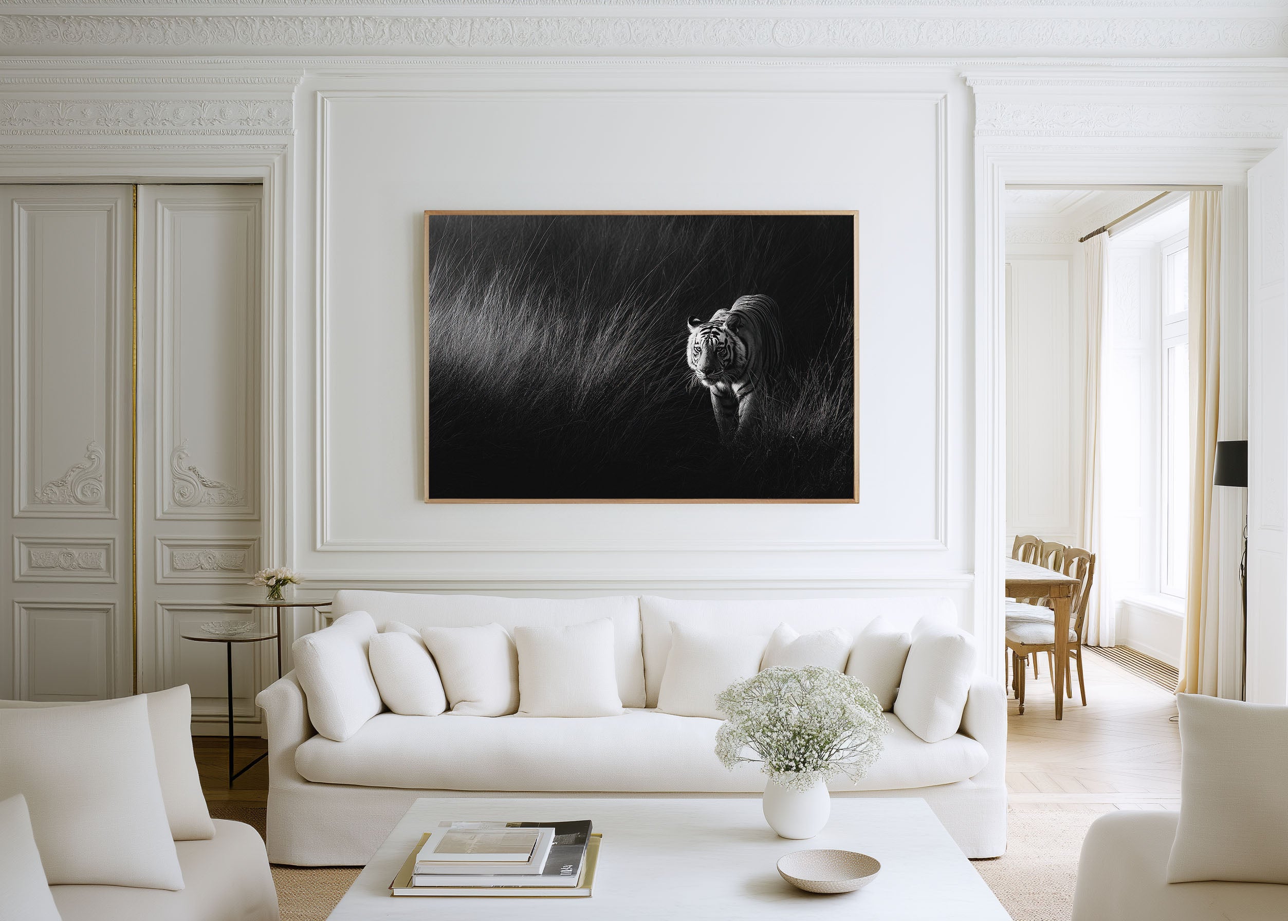 White Tiger Black & White Wildlife Wall Art