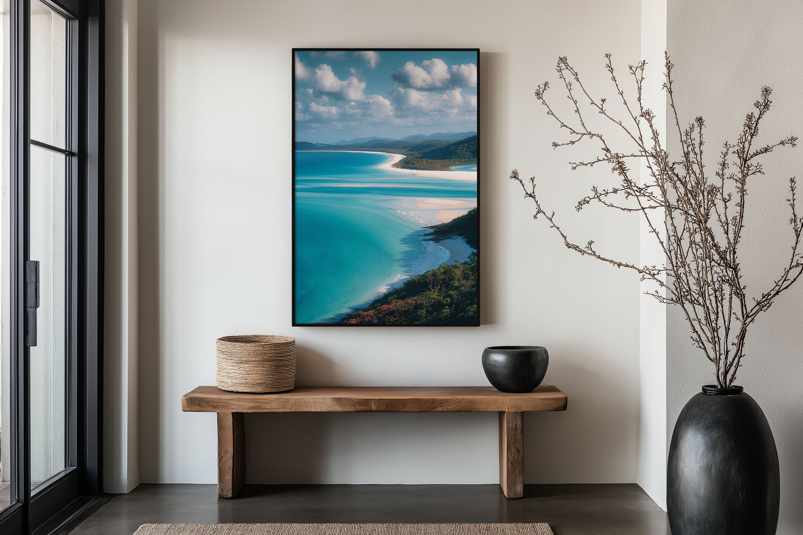 Whitehaven Beach Wall Art Print | Whitsundays Queensland Australia Aerial Silica Sand Photography | Great Barrier Reef Travel Poster | Coastal Home Decor