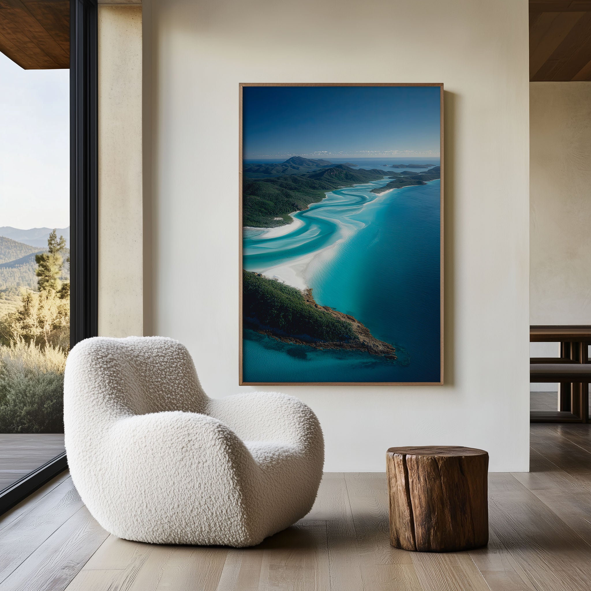 Whitsunday Islands Wall Art – Turquoise Ocean Aerial Canvas Print, Whitehaven Beach Australia Decor