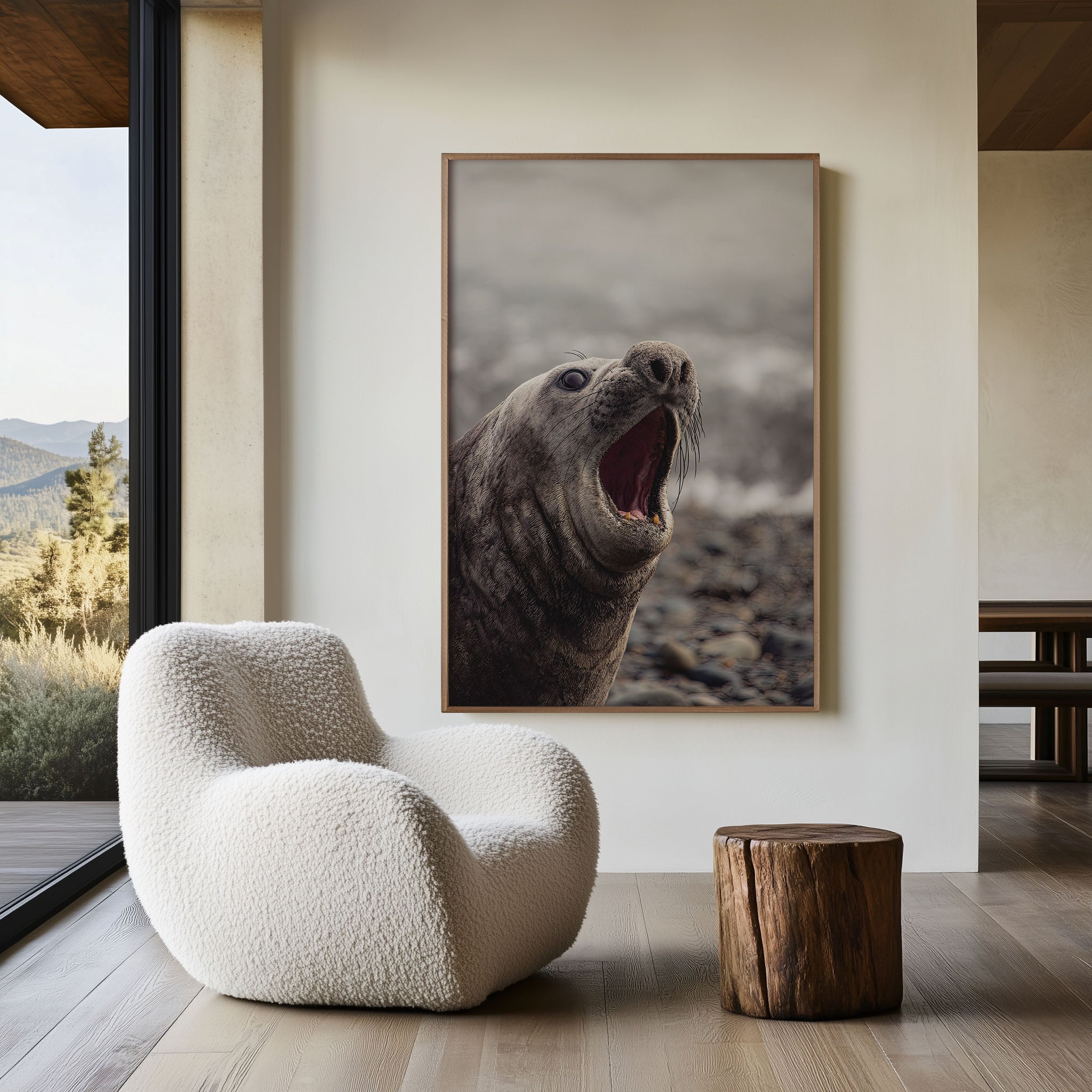 Elephant Seal Wall Art Print – Coastal Wildlife Canvas, Funny Animal Photography Decor