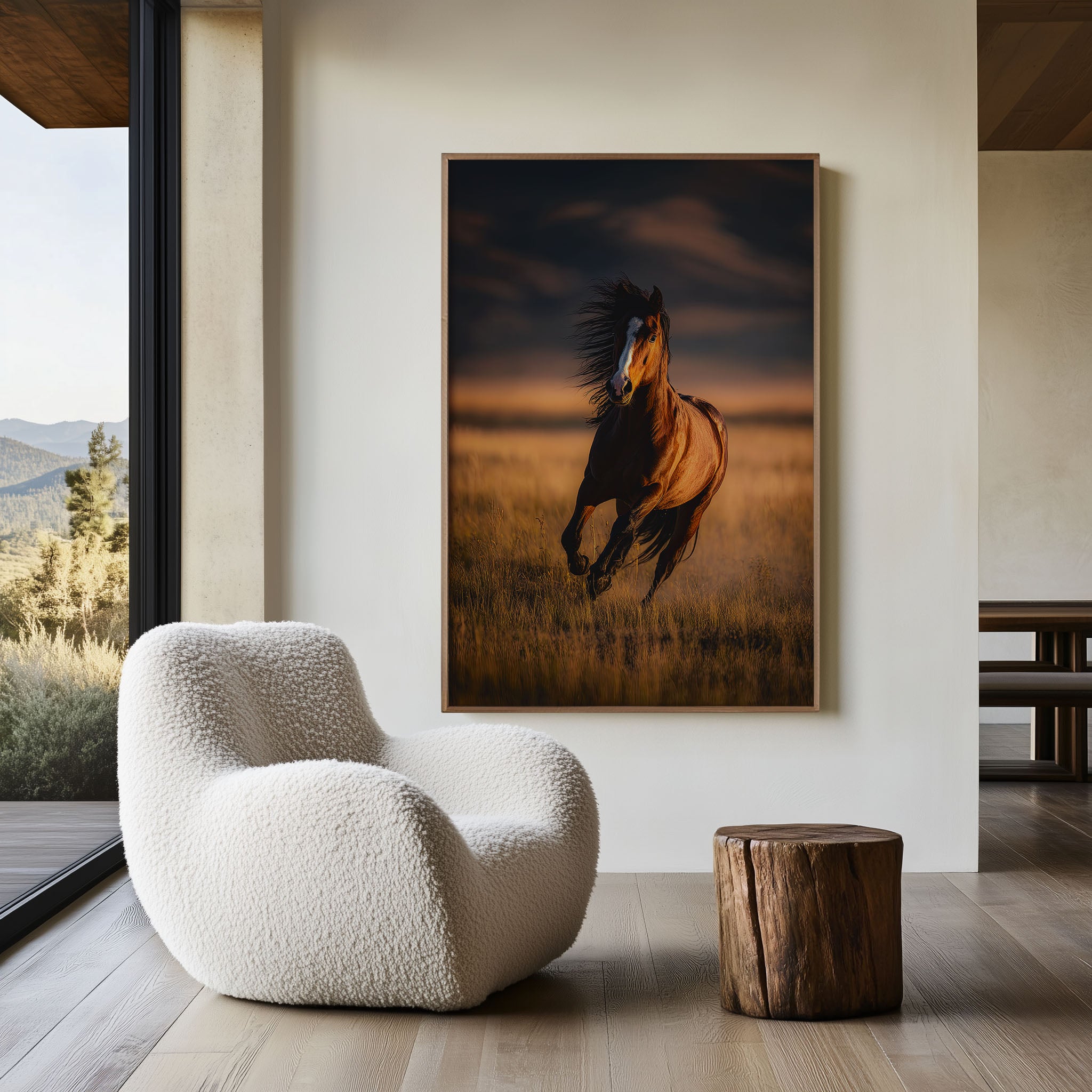 Wild Horse Wall Art Print | Running Mustang Photography | Western Wildlife Poster | Equestrian Home Decor | Bold Animal Nature Print