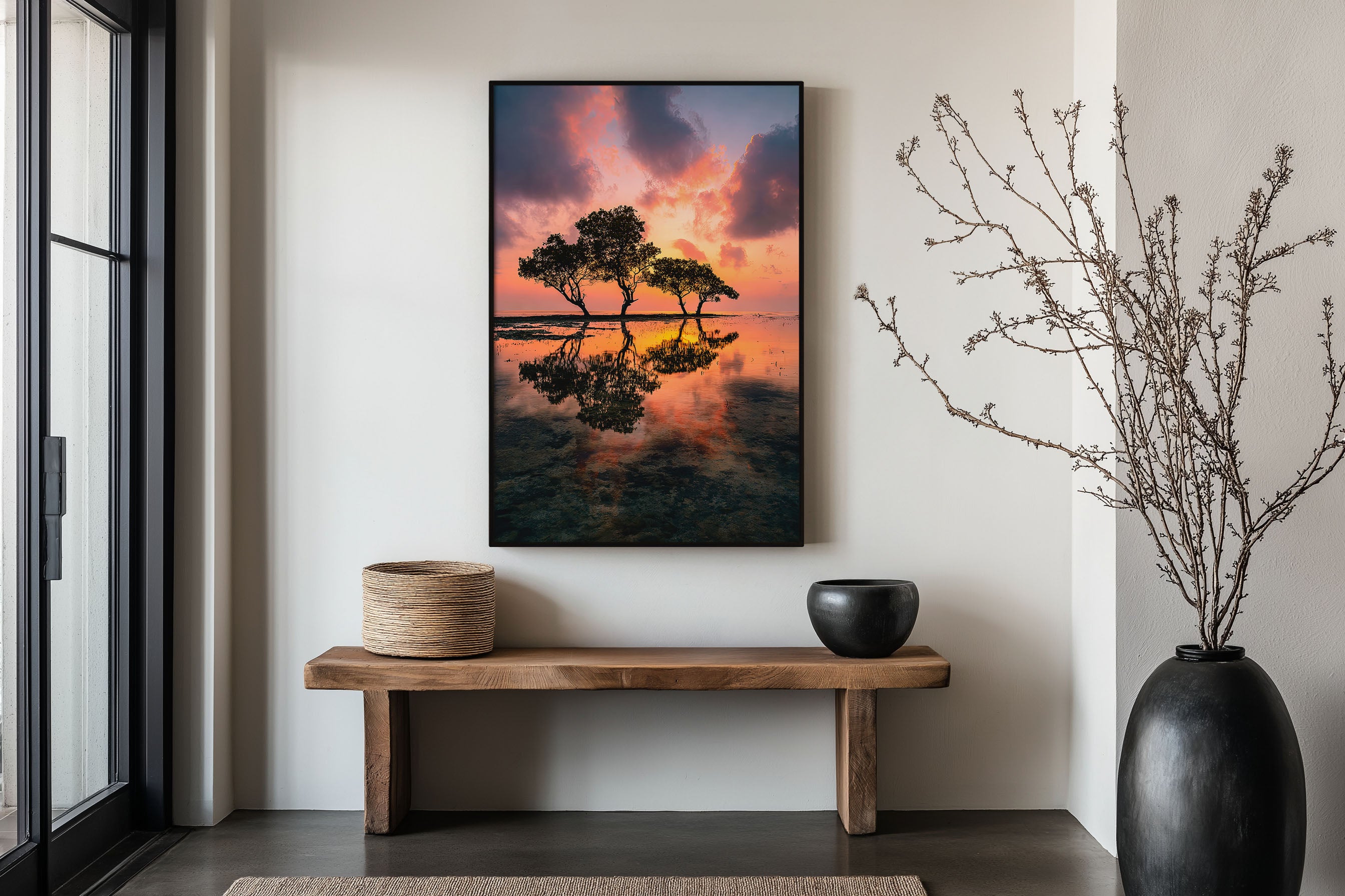 Yala Beach Sunset Wall Art Print | Sri Lanka Tropical Photography | Mangrove Tree Reflection Poster