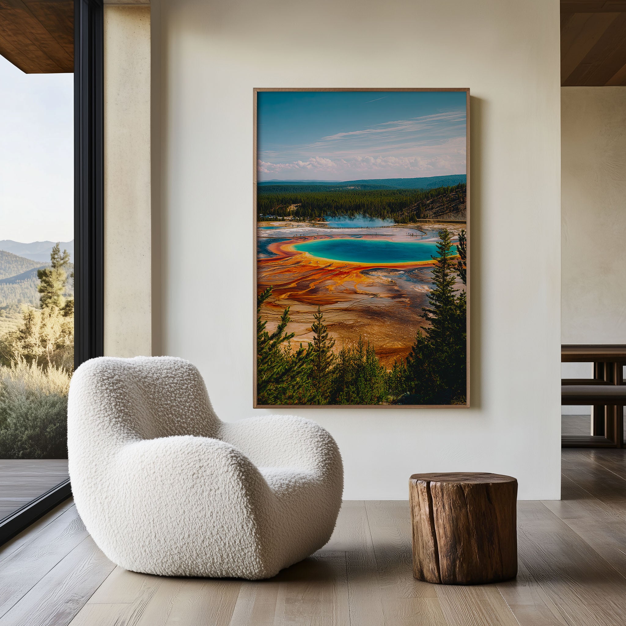 Yellowstone Hot Spring Wall Art | Grand Prismatic Colorful Landscape Print