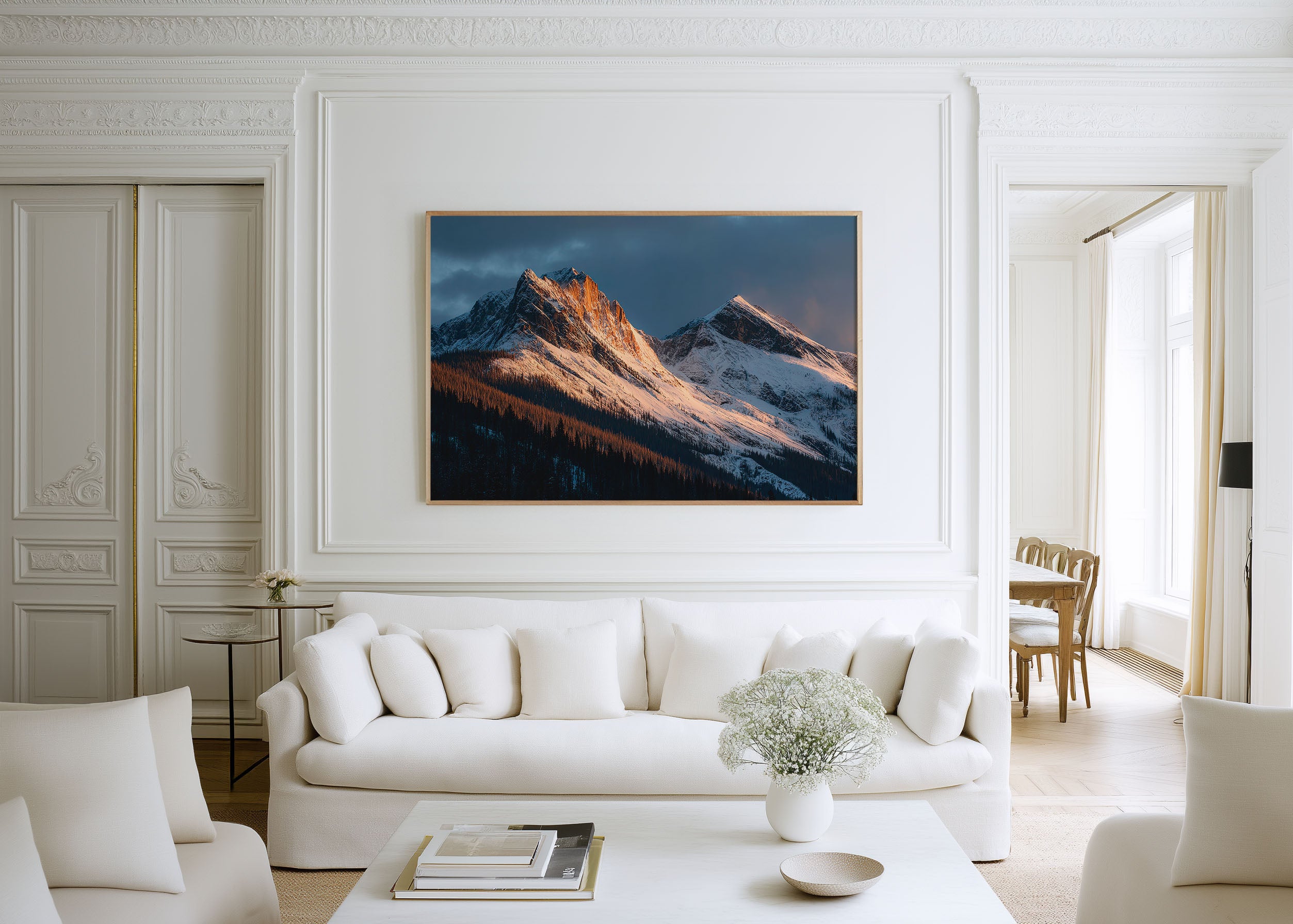 Yoho Mountains Wall Art – Alpenglow Sunrise Rocky Mountains Print, British Columbia Canada Snow Peak Landscape Decor