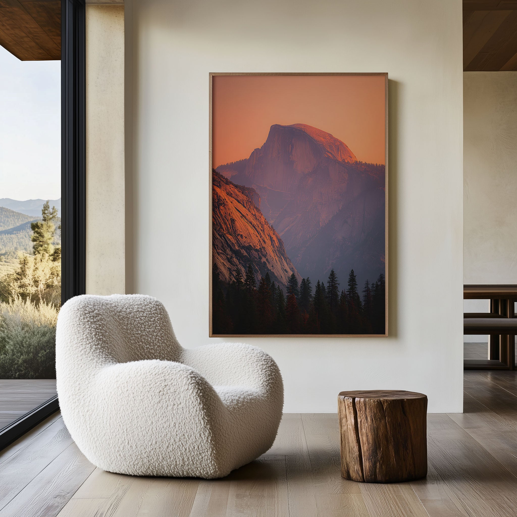 Yosemite Half Dome Sunset Glow Wall Art Print | Pink Sky Photography | California National Park Poster | Alpenglow Mountain Nature Print | Warm Tones Home Decor