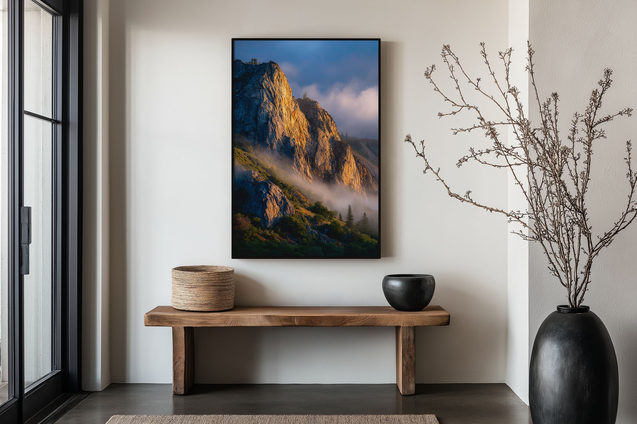 Yosemite Valley Granite Cliff Print | Misty Mountain Sunrise Wall Art | California Landscape Photography