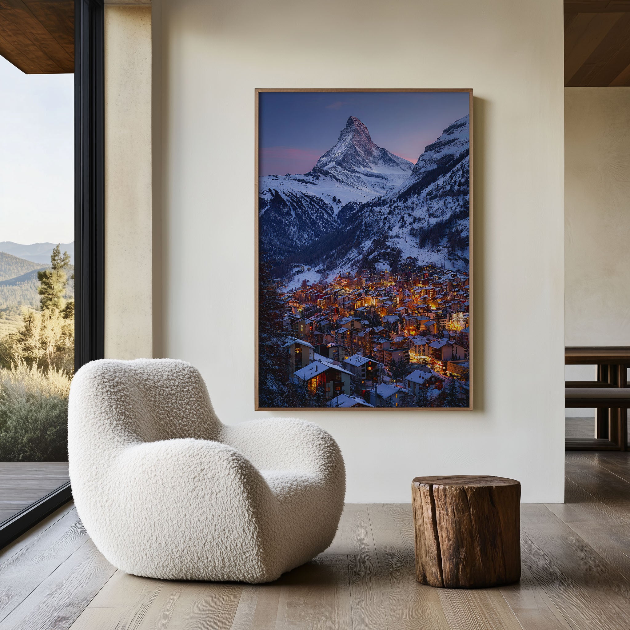 Zermatt Village Matterhorn Wall Art Print | Switzerland Winter Night Photography | Alpine Town Twilight Poster | Swiss Mountain Home Decor | European Travel Print