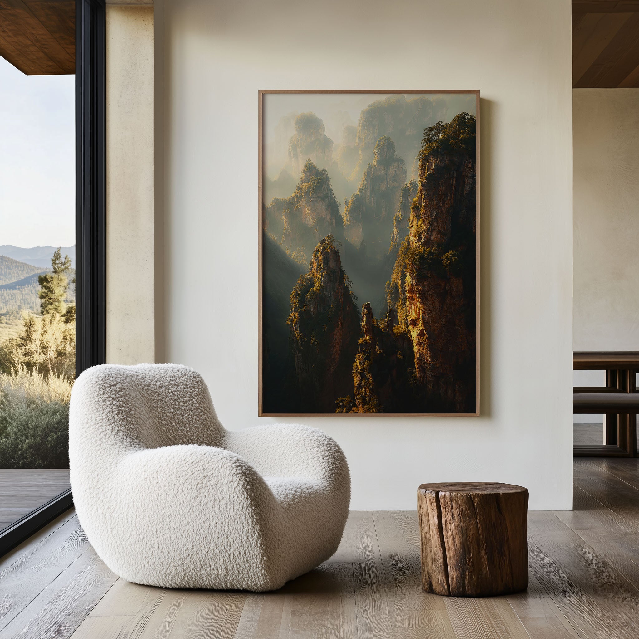Zhangjiajie Floating Mountains Wall Art Print | China Misty Pillar Landscape Photography | Avatar Hallelujah Mountains Poster | Asian Nature Print | Fantasy Home Decor