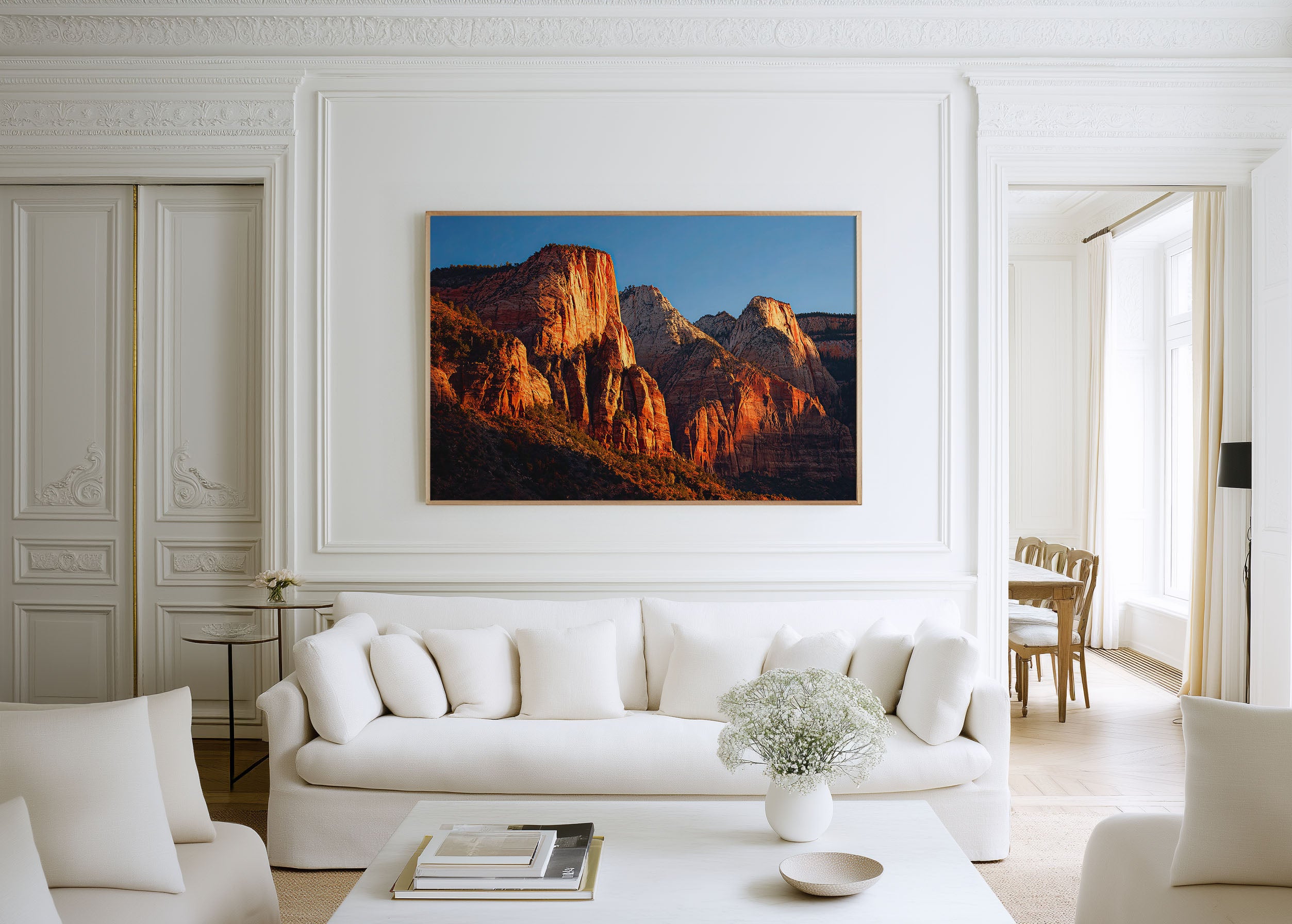 Zion Canyon Sunrise Wall Art Print – Utah Red Rock Mountain Landscape