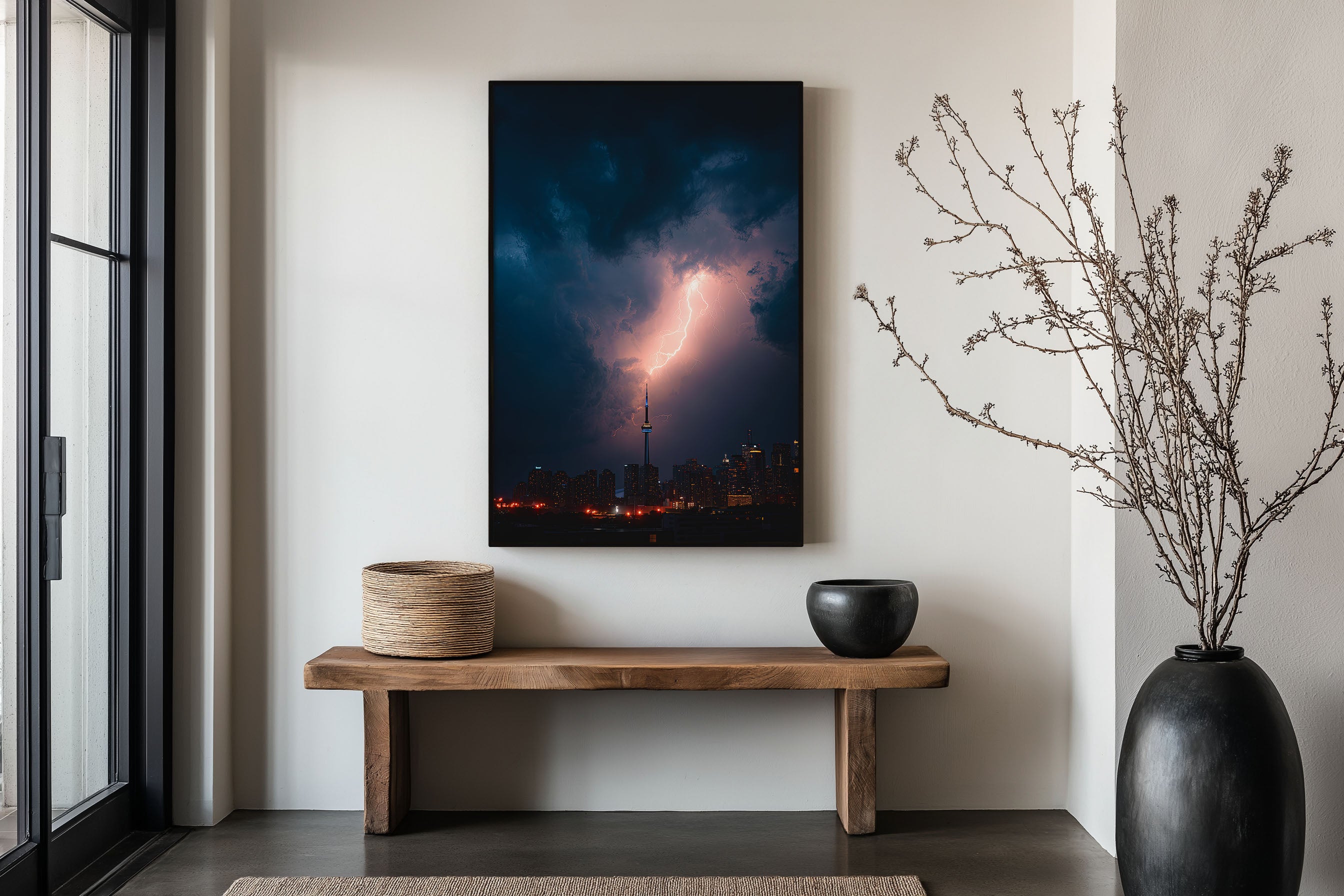 CN Tower Lightning Strike Toronto Print | Toronto Skyline Storm Wall Art | Toronto Thunderstorm Night Cityscape Photography Poster