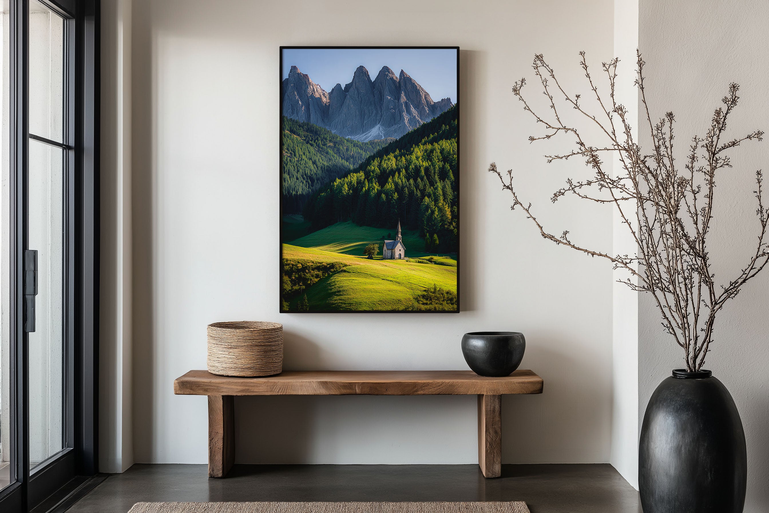Val di Funes Dolomites Chapel Print | Santa Maddalena Church Wall Art | Odle Peaks Green Meadow Dolomites Landscape Photography Poster