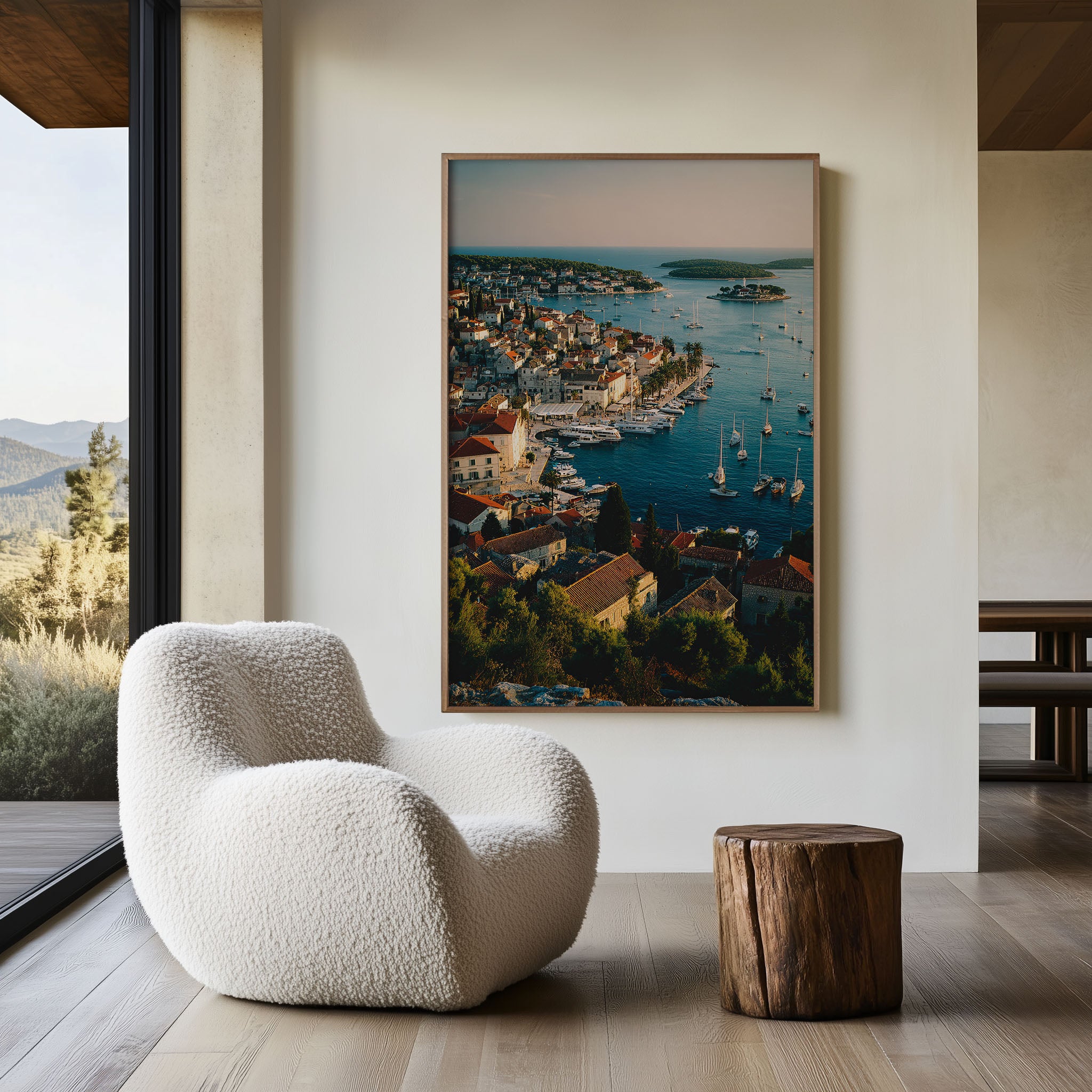 Hvar Harbour Wall Art Print | Croatia Dalmatian Island Photography | Adriatic Yacht Marina Aerial Poster | Mediterranean Travel Print | Coastal Luxury Home Decor