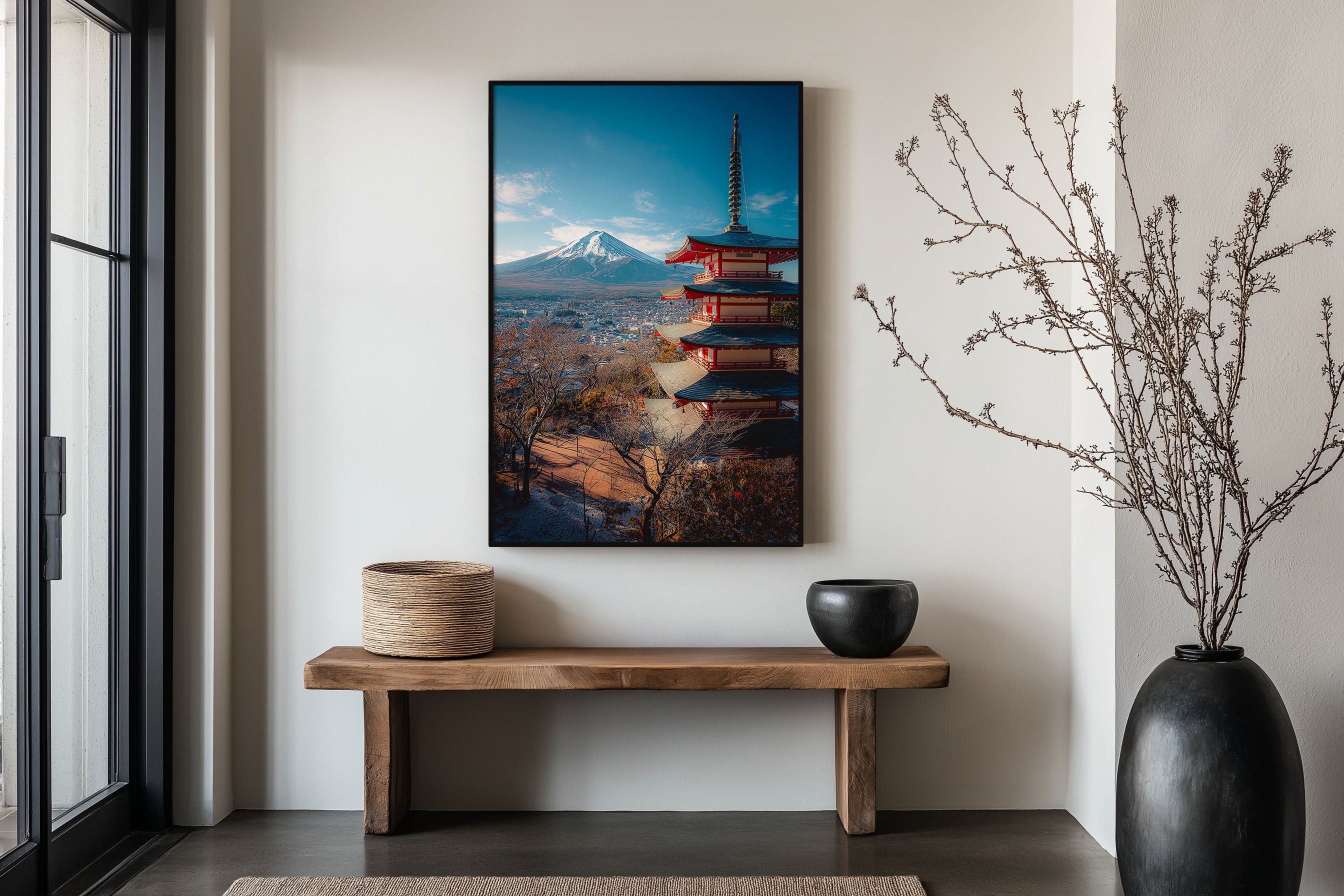 Mount Fuji Chureito Pagoda Print | Japan Wall Art | Fujiyoshida Red Pagoda Mount Fuji Landscape Photography Poster