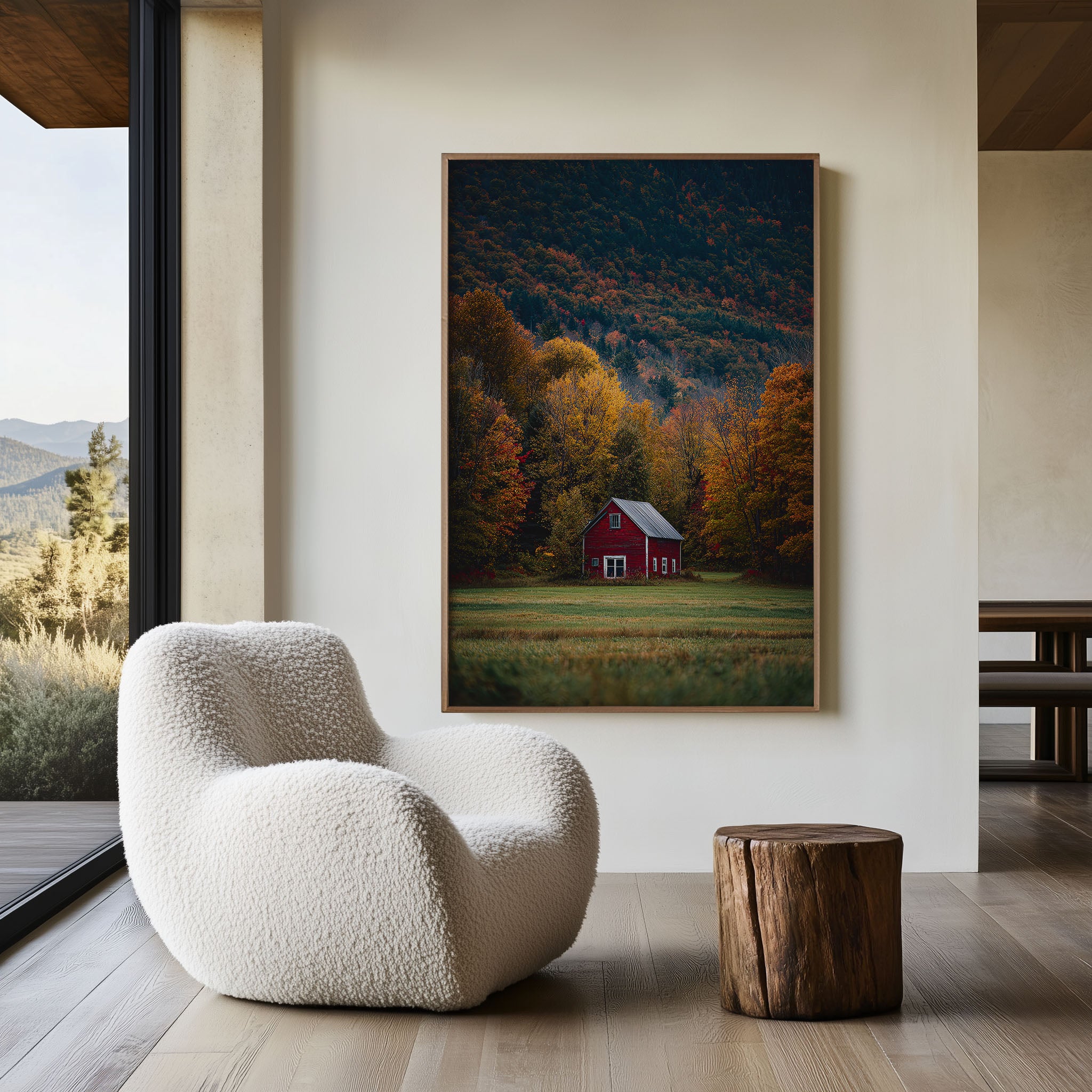 Vermont Red Barn Wall Art Print | New England Fall Foliage Photography | Autumn Landscape Poster | Farmhouse Home Decor | USA Nature Print
