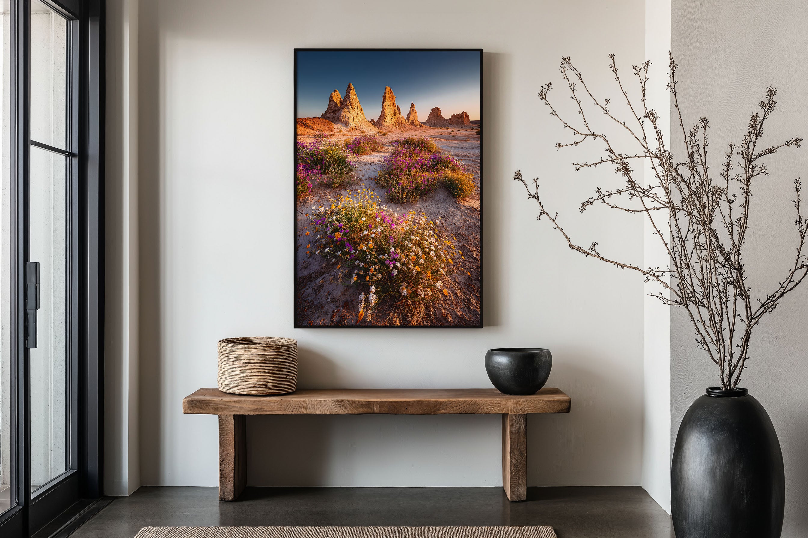 Trona Pinnacles Desert Wildflower Bloom Print | Mojave Desert Super Bloom Wall Art | California Desert Wildflowers Landscape Photography Poster